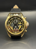 Montres Carlo Men's Bold Gold-Tone & Glitter Dial Chronograph Style Watch