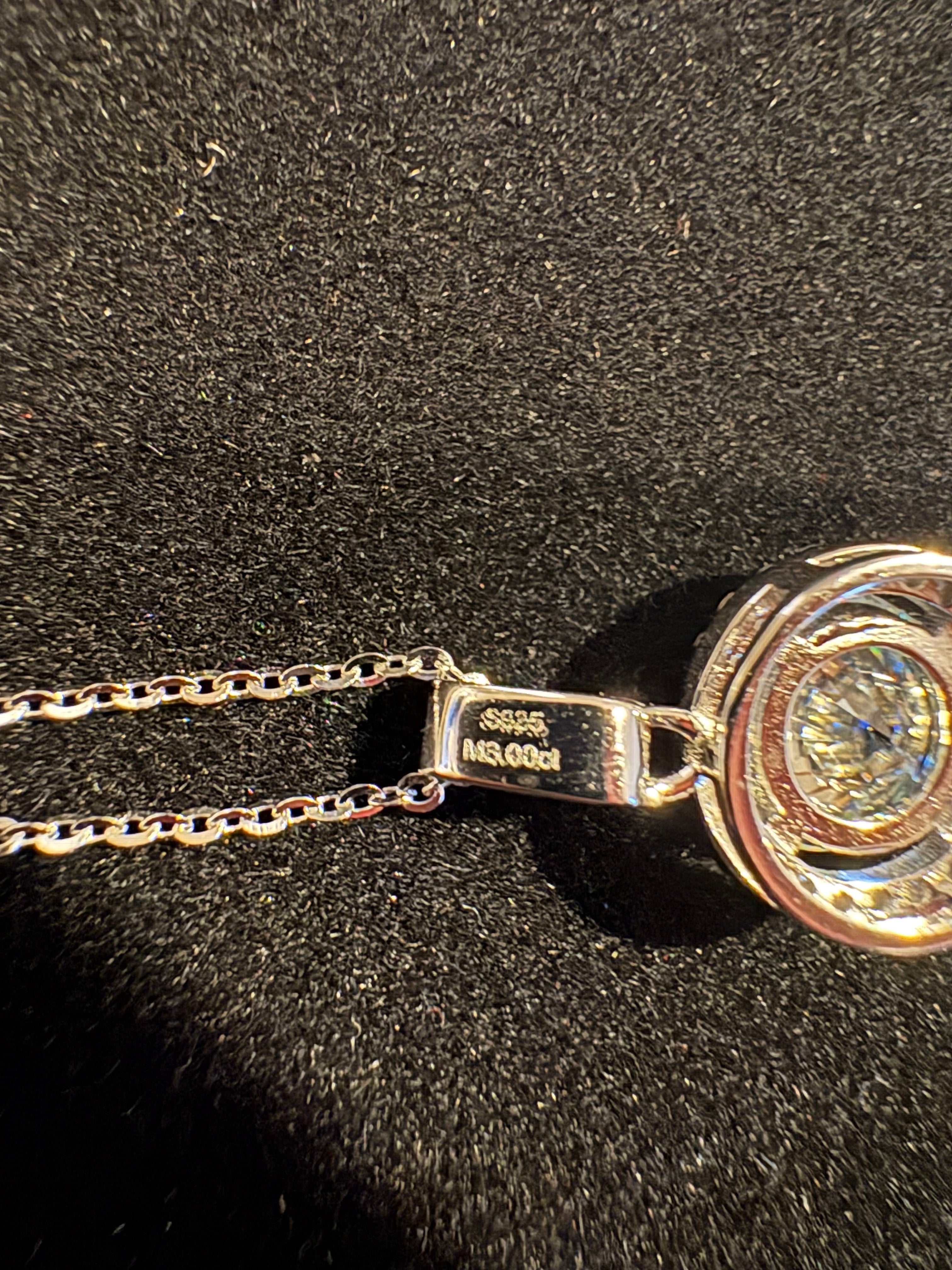 Pendant Necklace - Solid Silver Moissanite S925