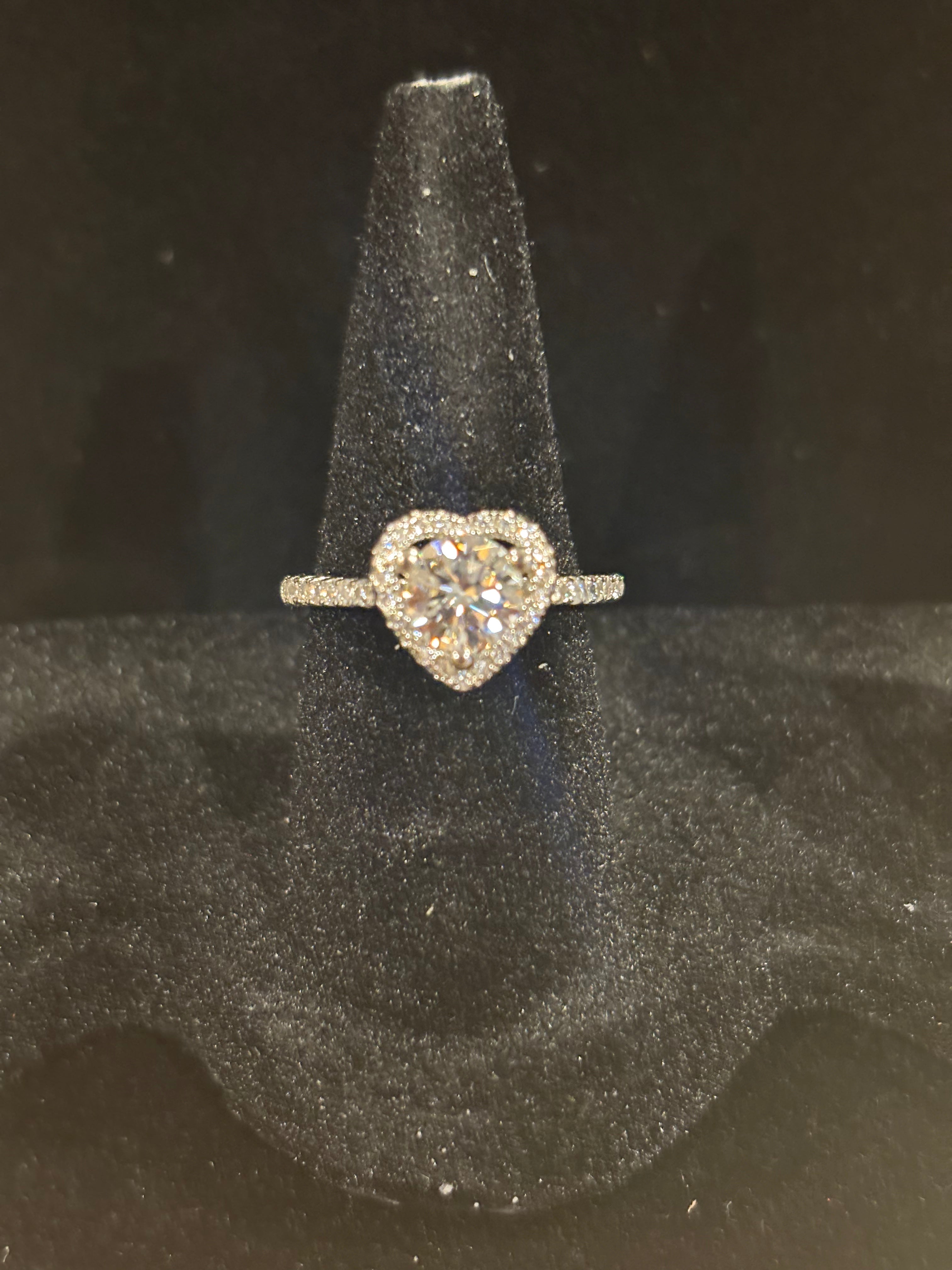 Heart Moissanite Halo Ring