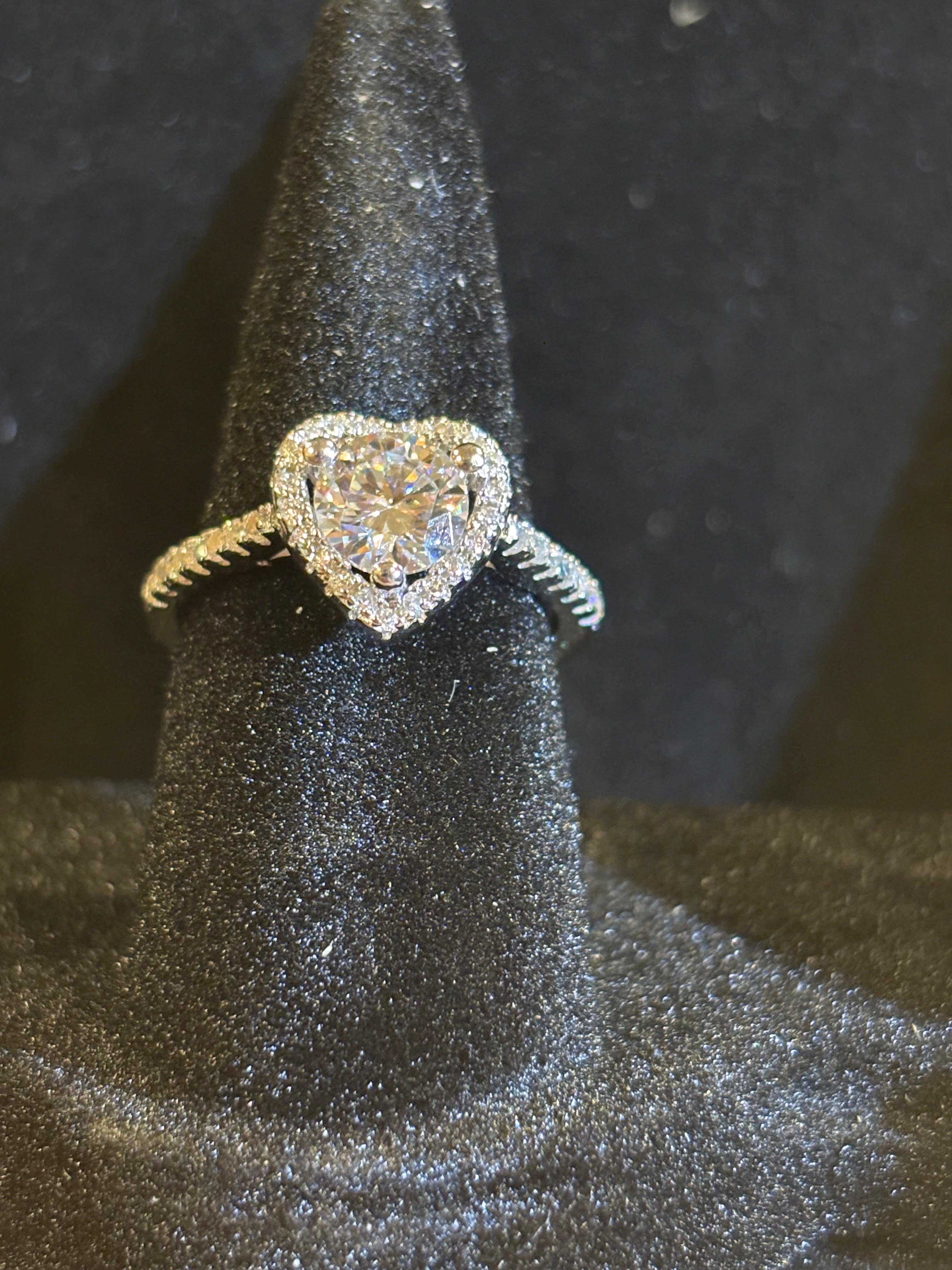 Heart Moissanite Halo Ring