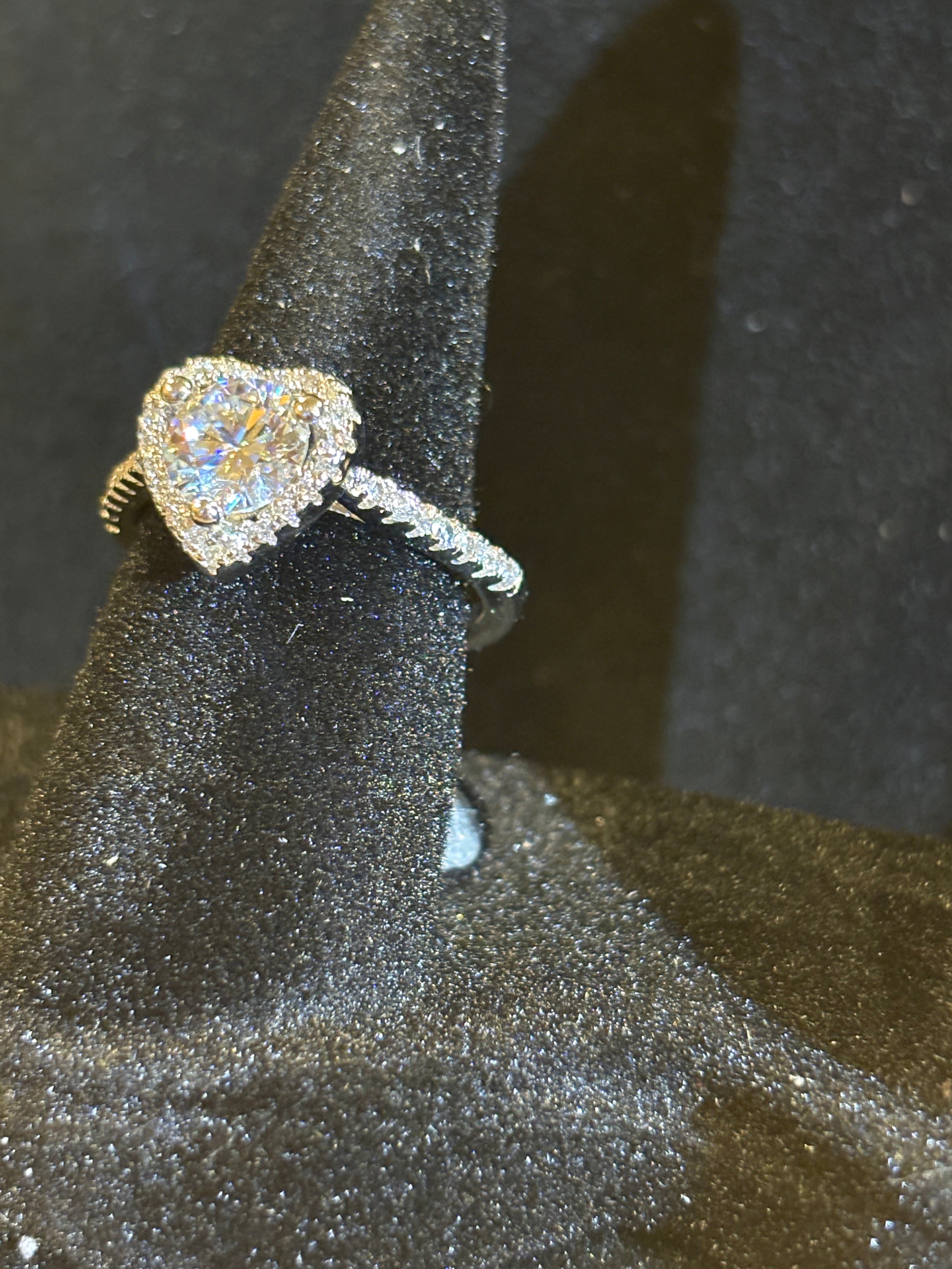 Heart Moissanite Halo Ring