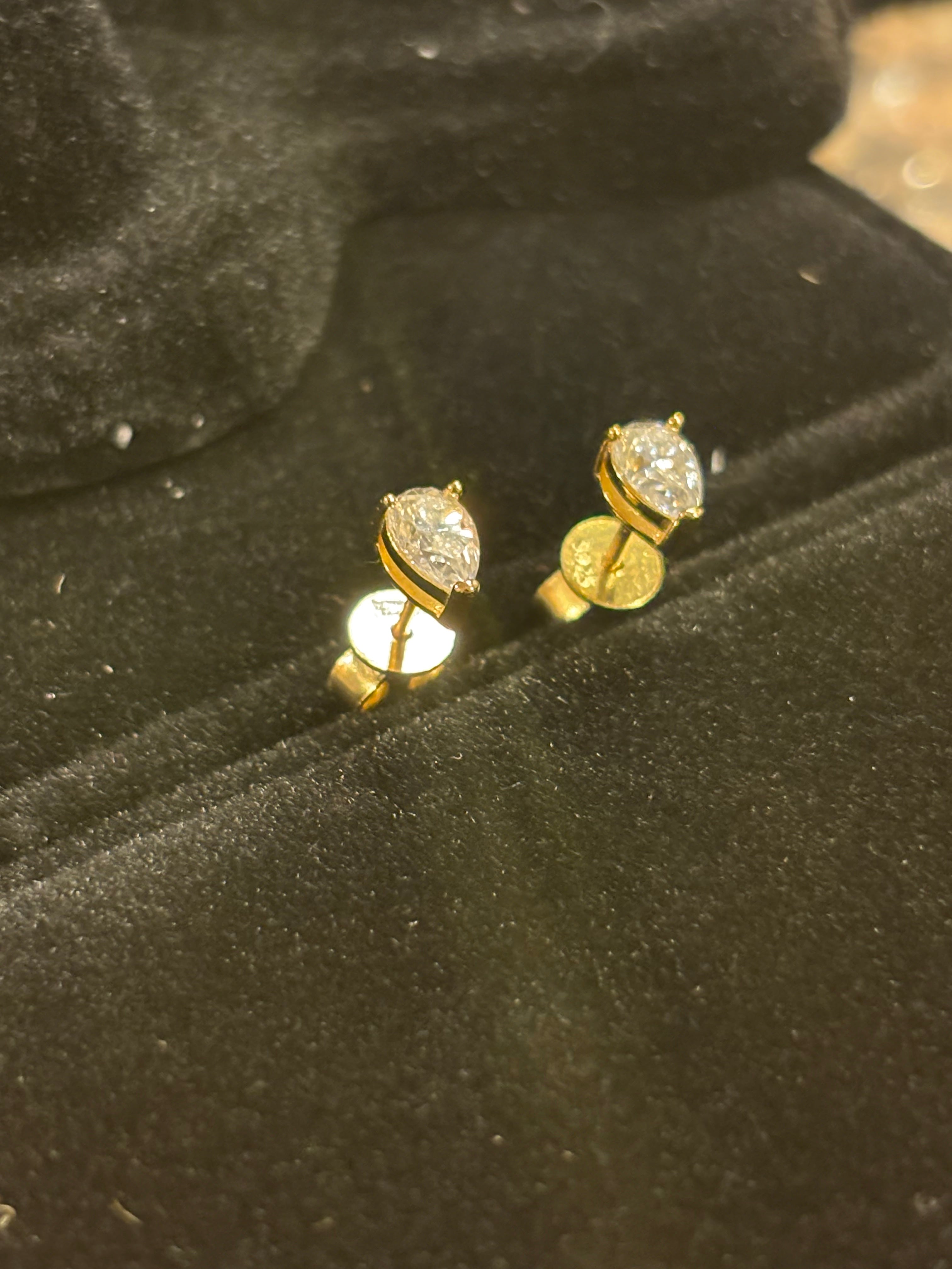 Pear-Cut Moissanite Stud Earrings