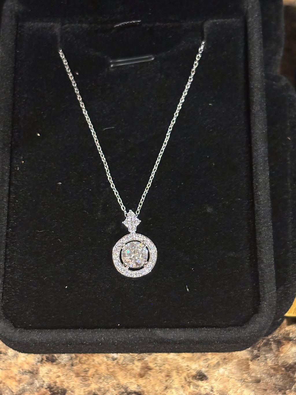 Round Moissanite Halo Pendant Necklace