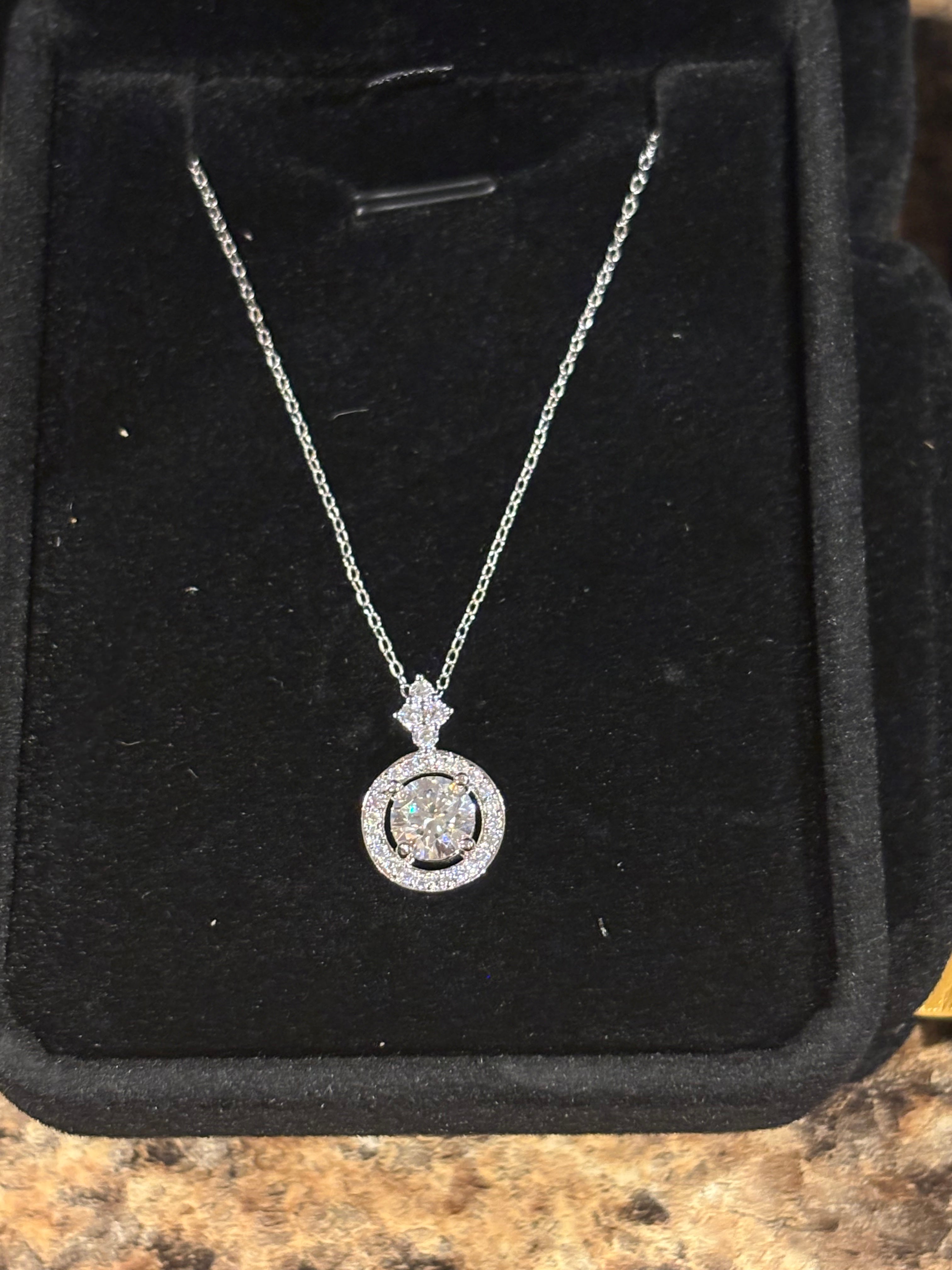 Round Moissanite Halo Pendant Necklace