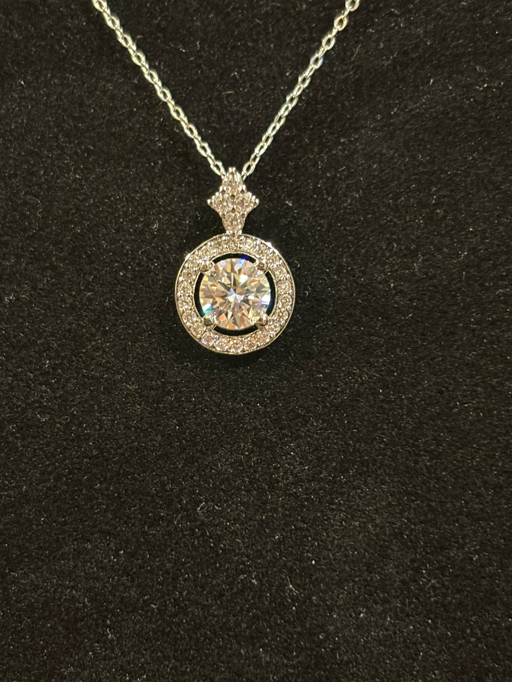 Round Moissanite Halo Pendant Necklace