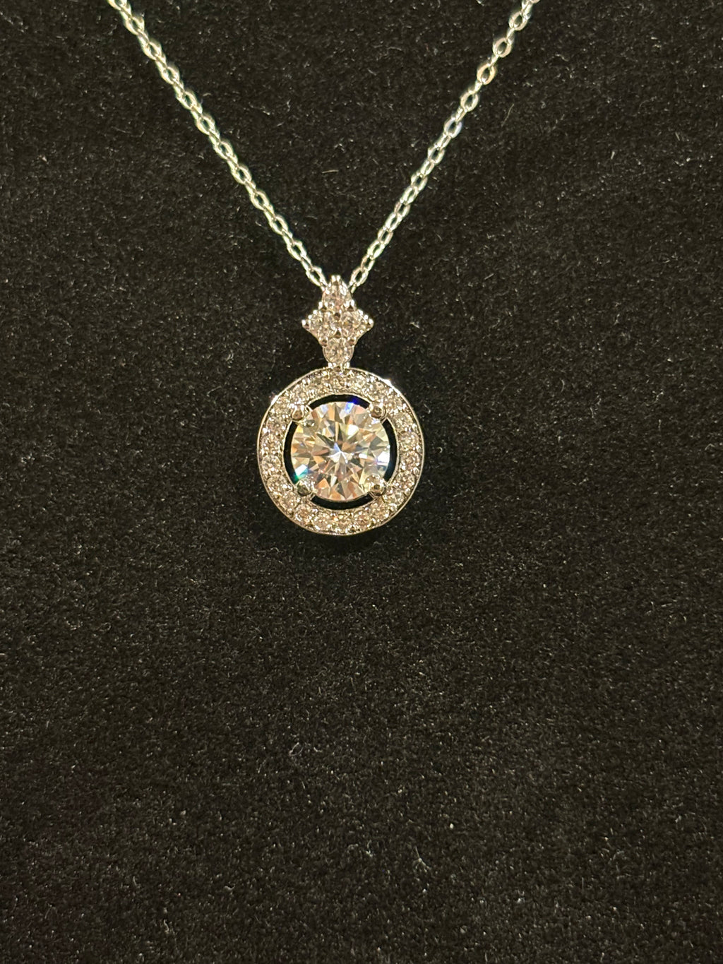 Round Moissanite Halo Pendant Necklace