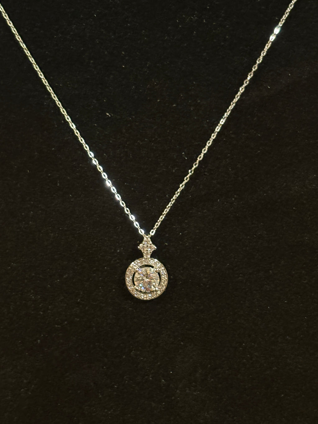 Round Moissanite Halo Pendant Necklace
