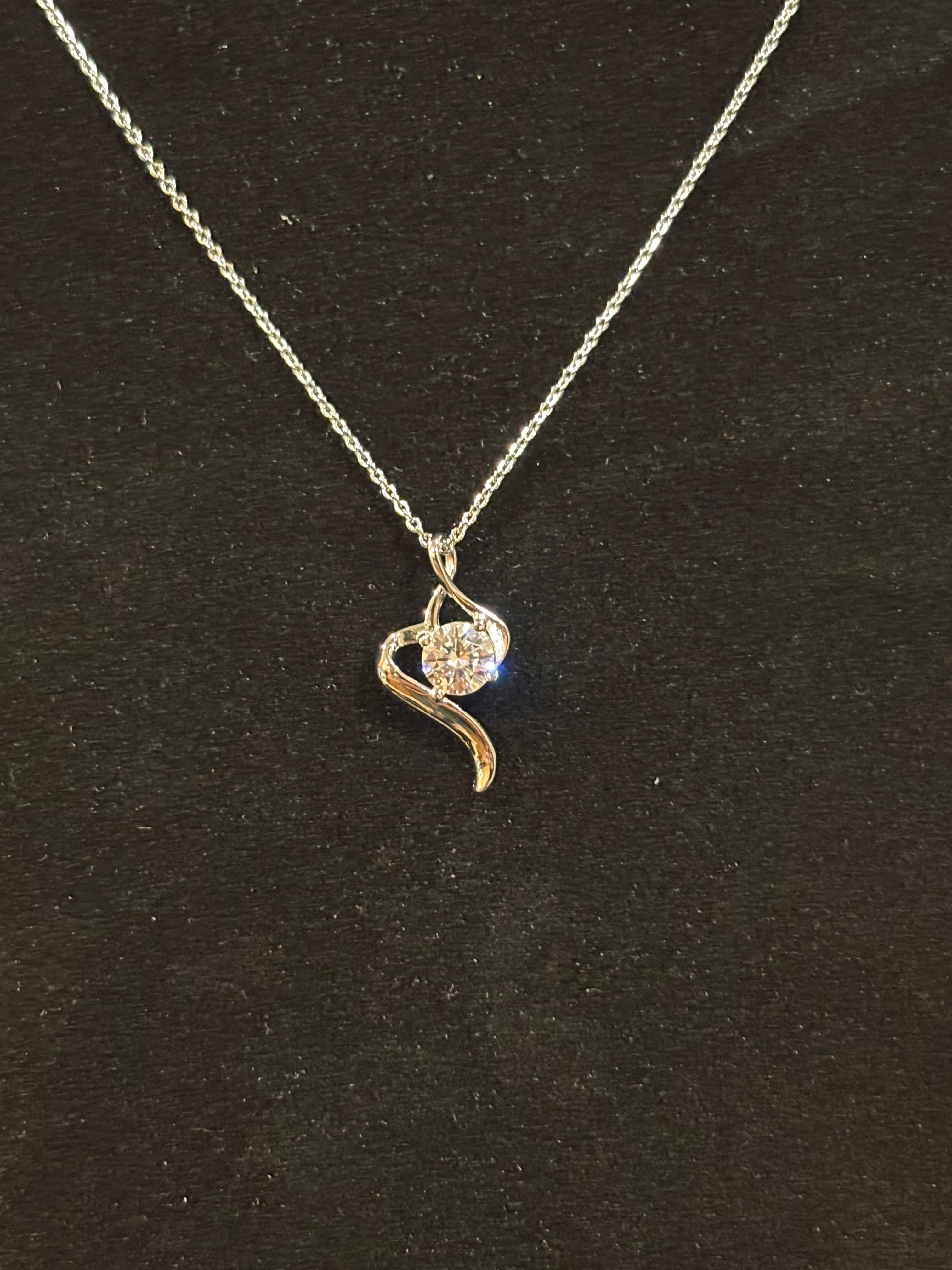 Round Moissanite Swirl Pendant Necklace