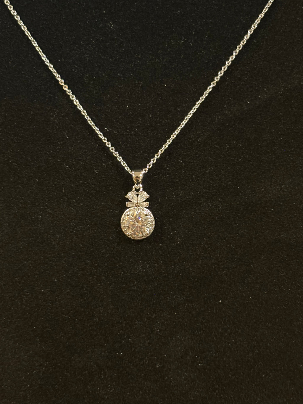 Bow Halo Moissanite Pendant Necklace
