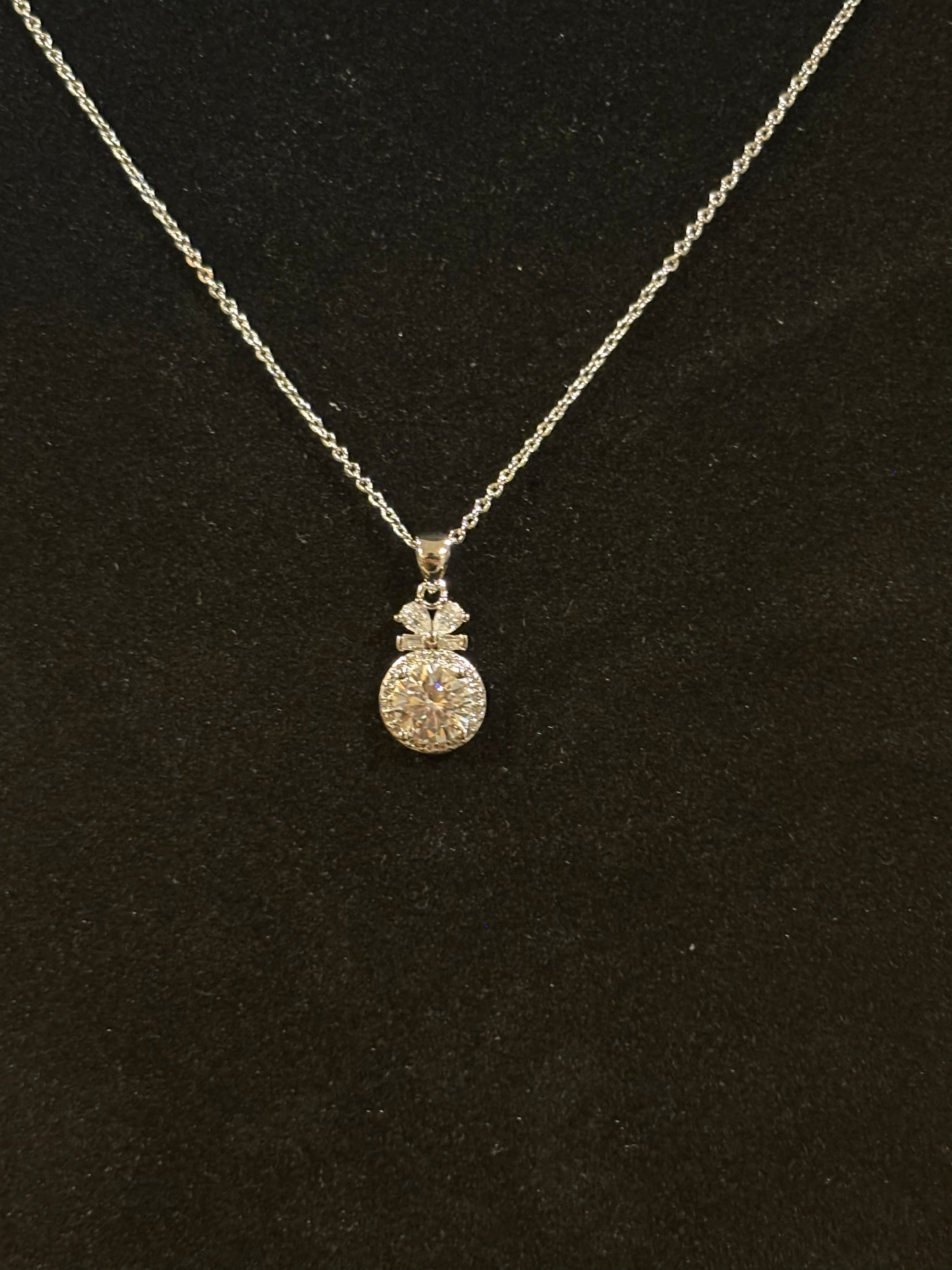 Bow Halo Moissanite Pendant Necklace