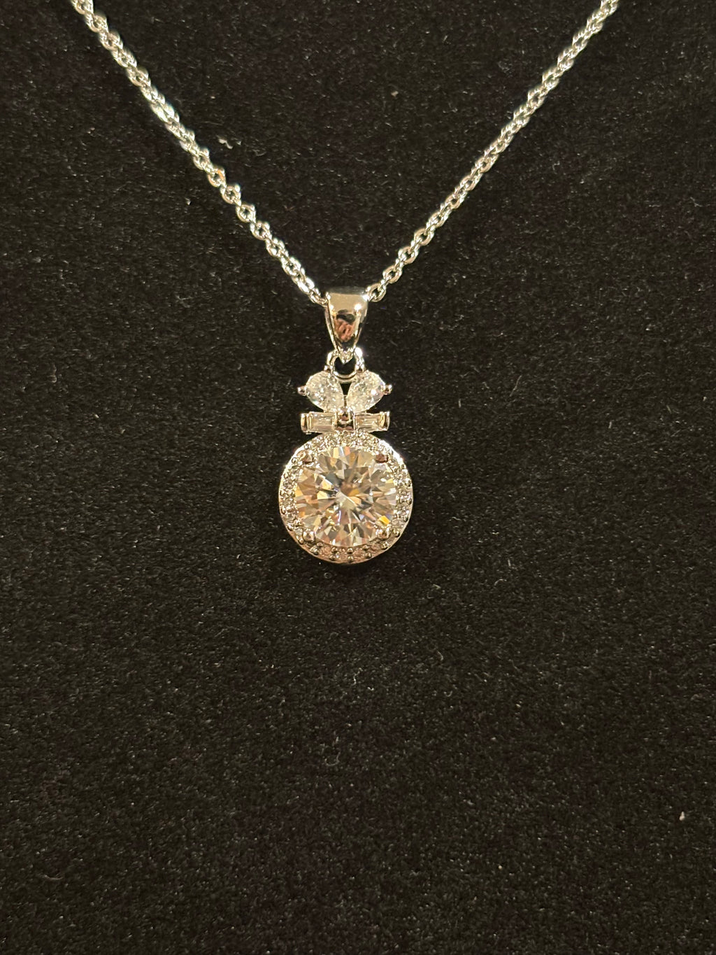 Bow Halo Moissanite Pendant Necklace