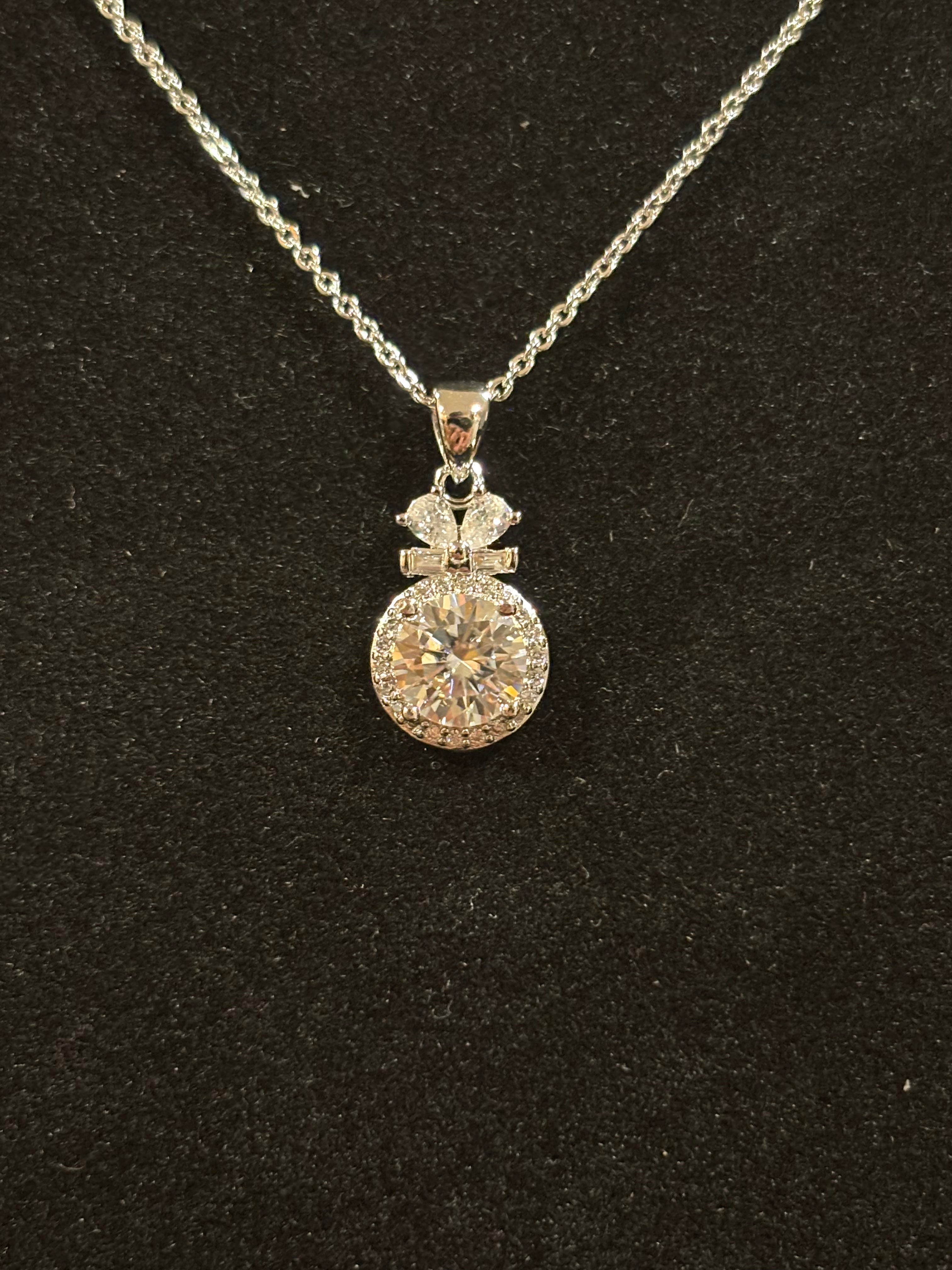 Bow Halo Moissanite Pendant Necklace