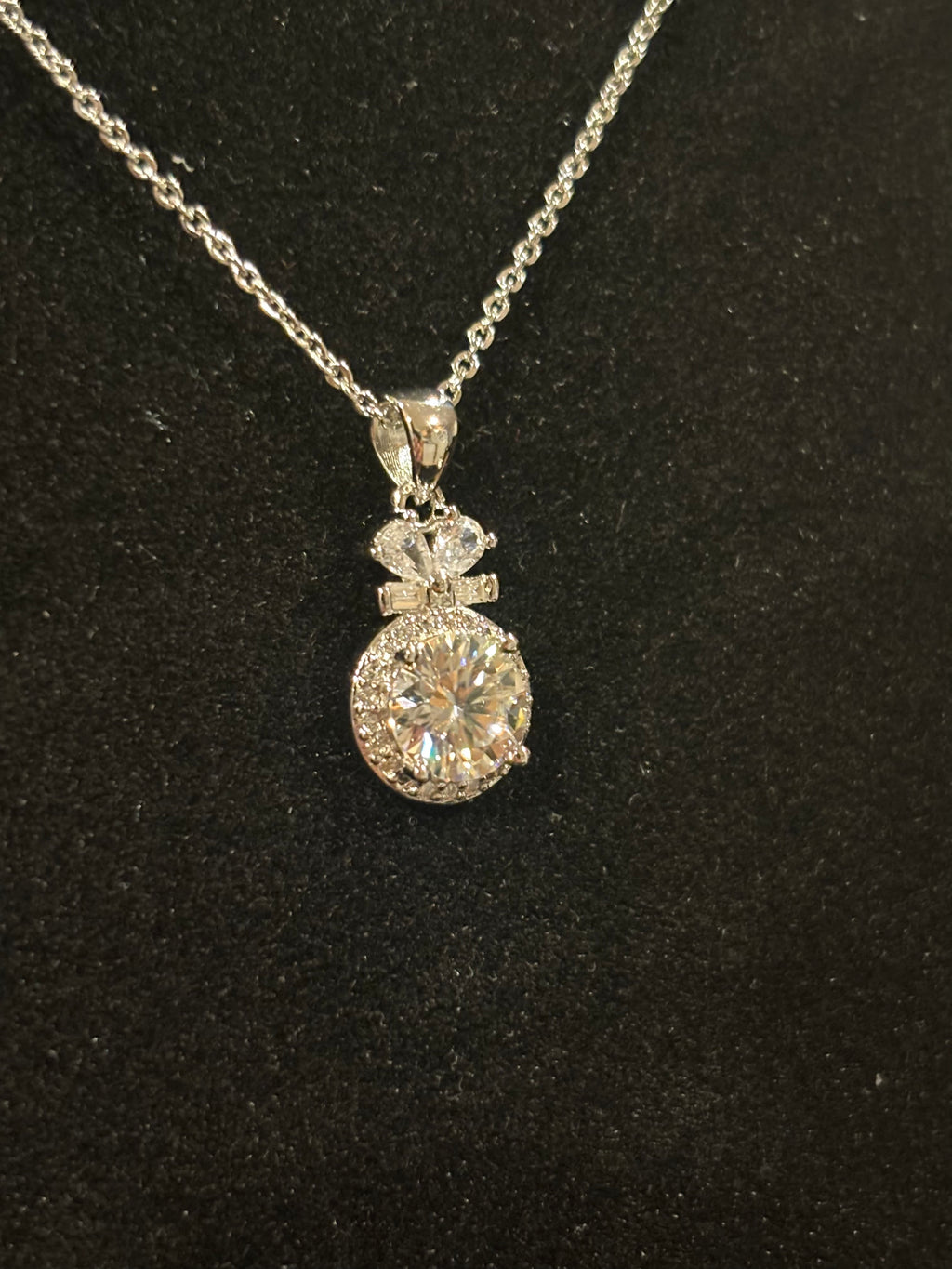 Bow Halo Moissanite Pendant Necklace