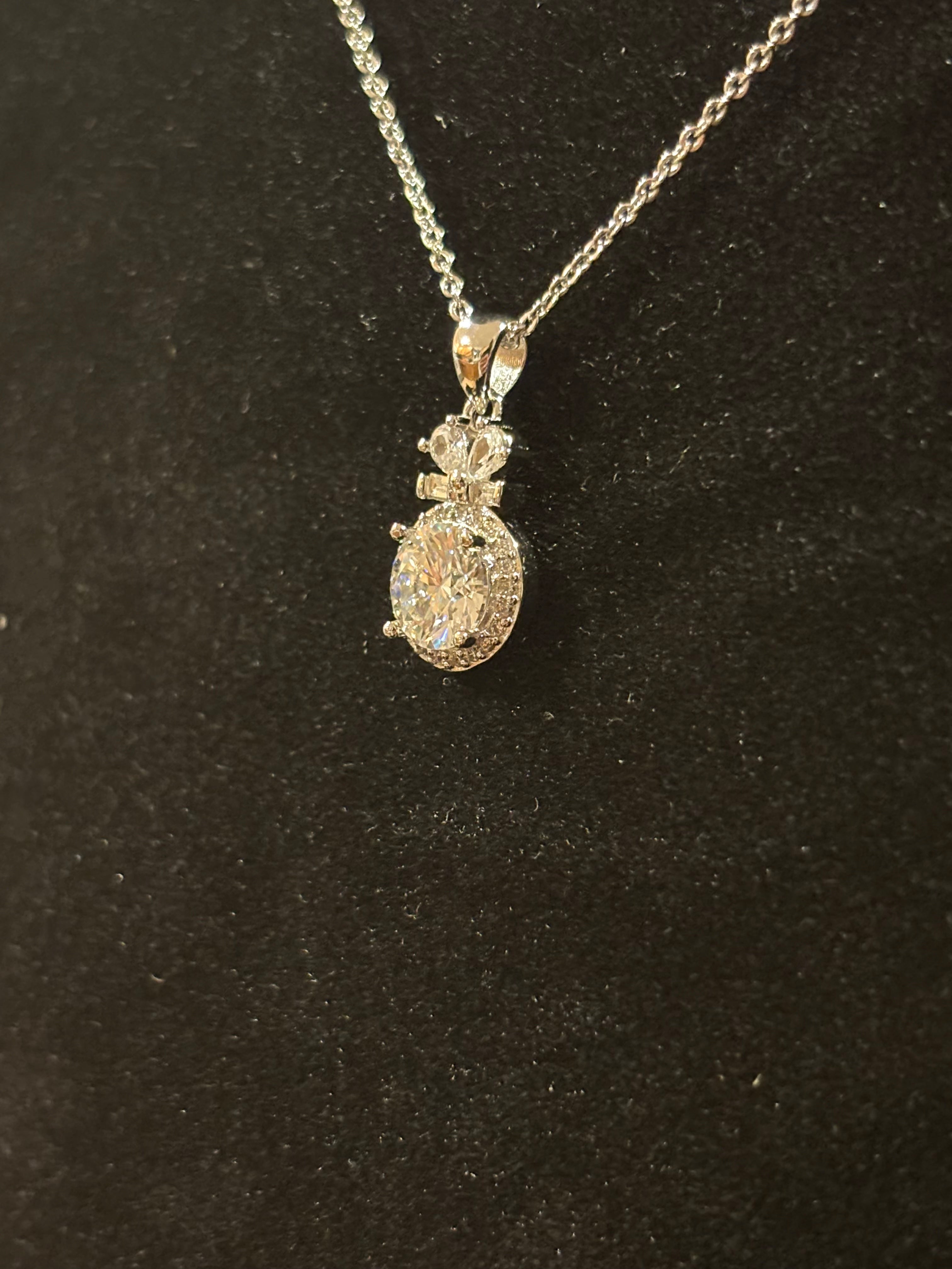 Bow Halo Moissanite Pendant Necklace