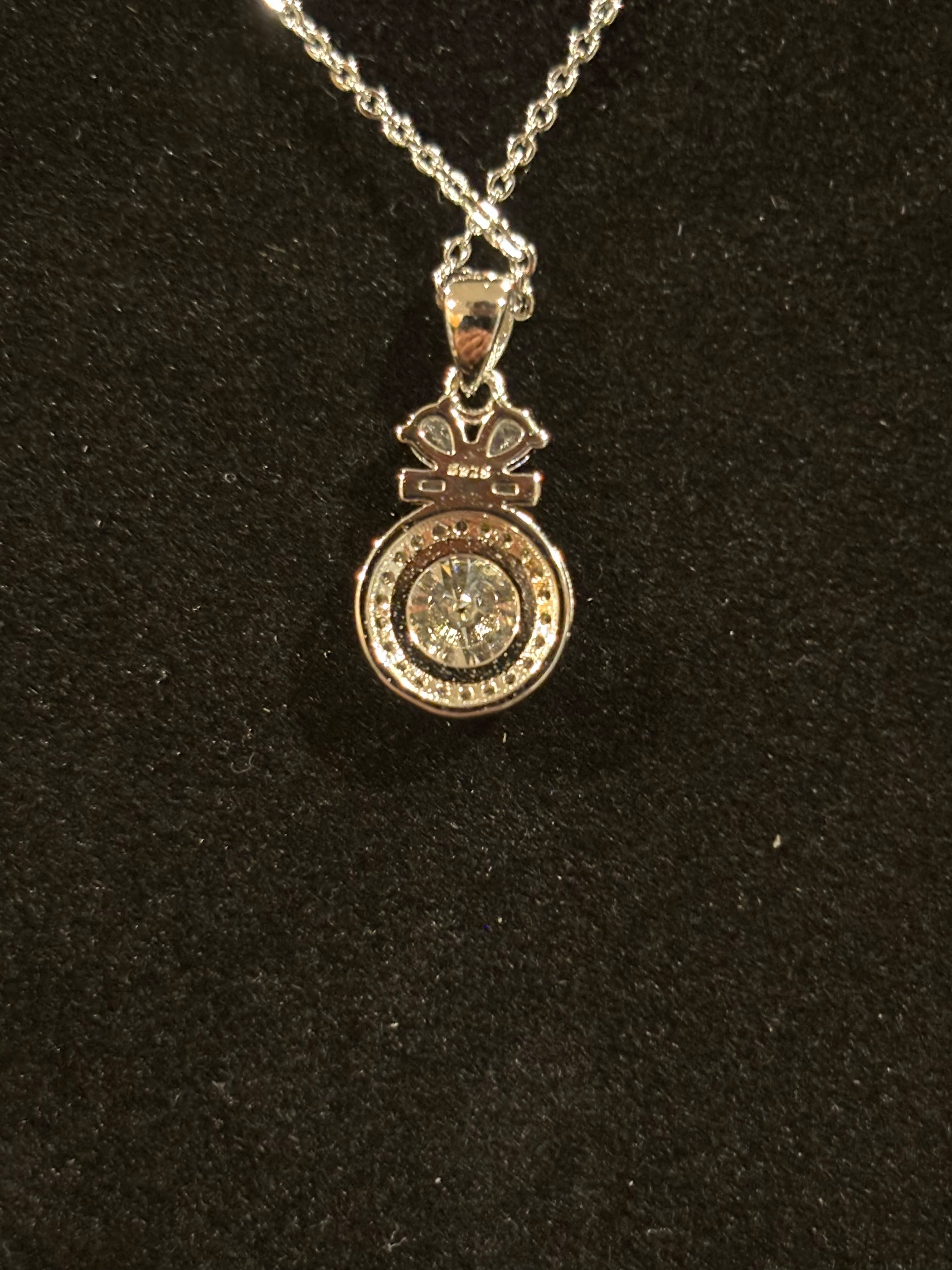 Bow Halo Moissanite Pendant Necklace
