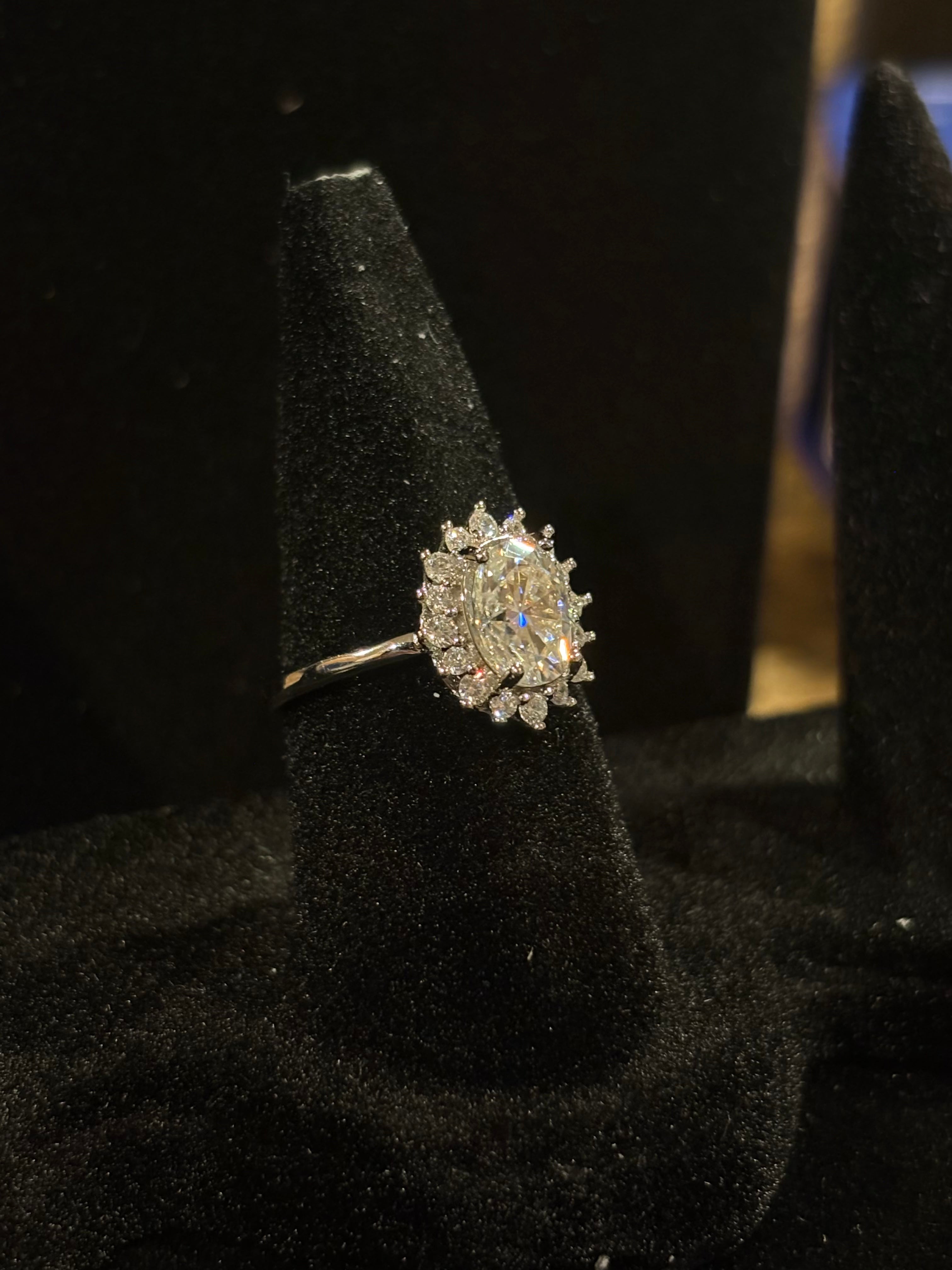 Floral Halo Moissanite Ring – 2.0 CT, Size 6