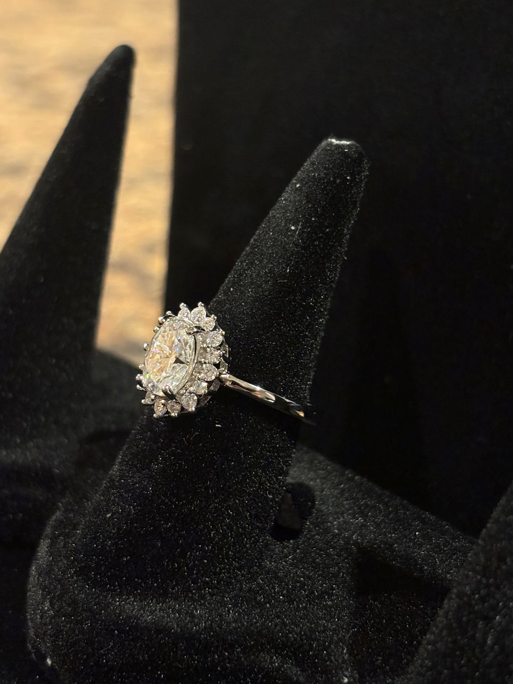 Floral Halo Moissanite Ring – 2.0 CT, Size 6