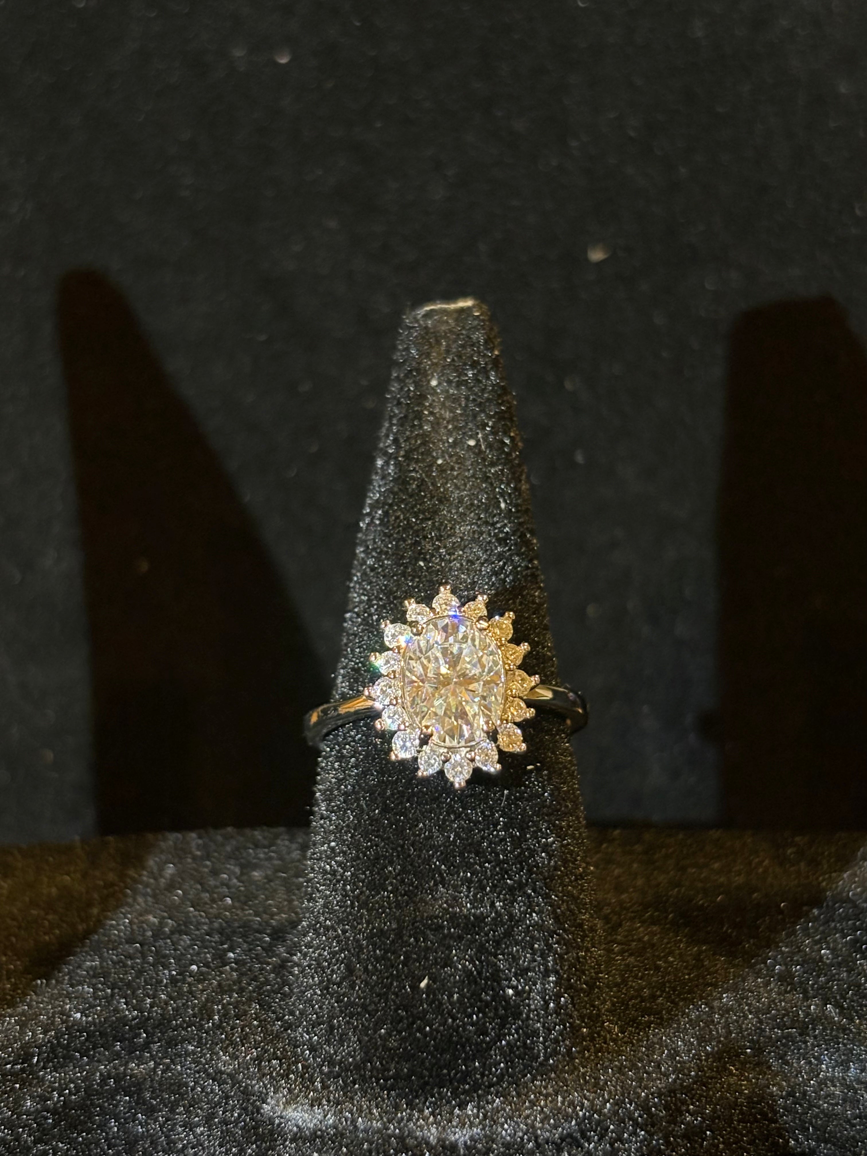 Floral Halo Moissanite Ring – 2.0 CT, Size 6