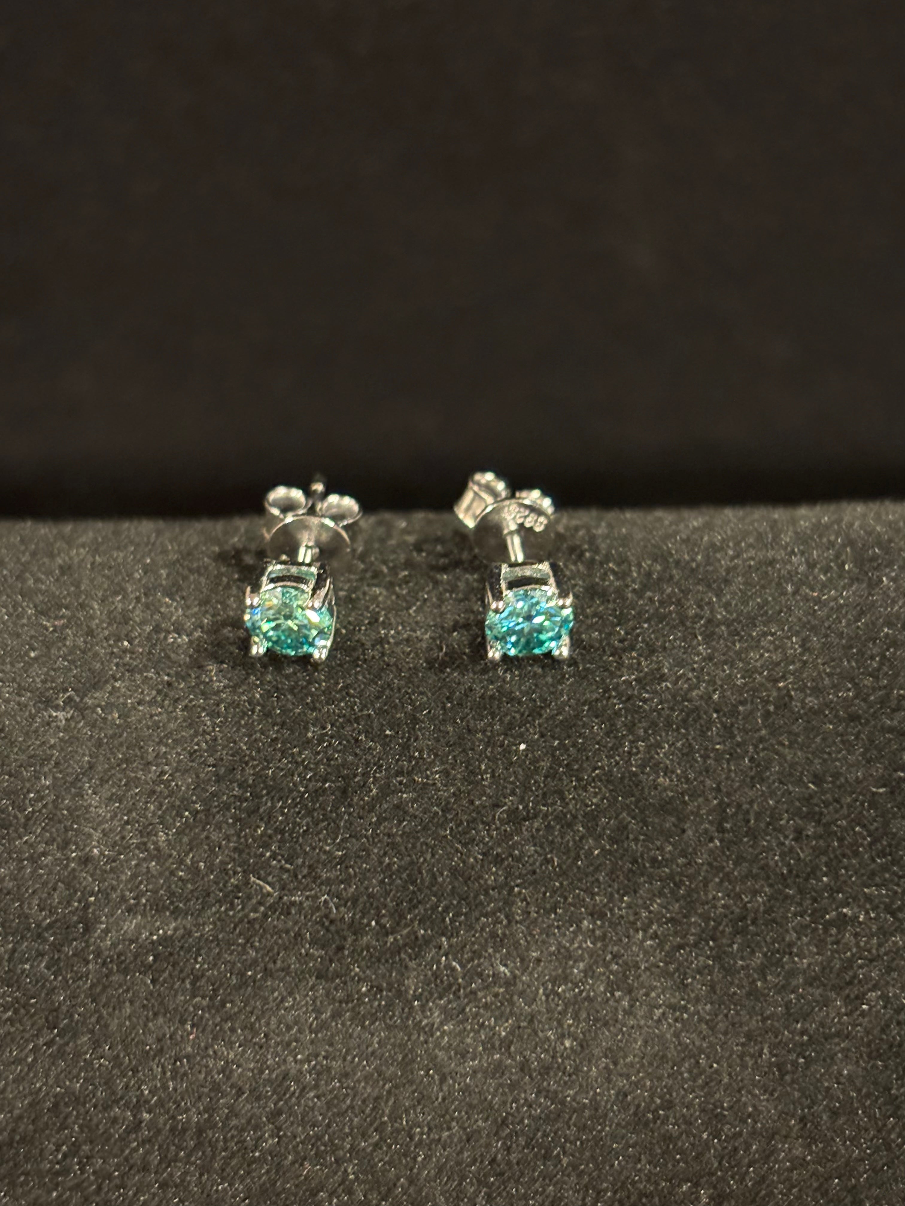 Blue-Green Stud Earrings