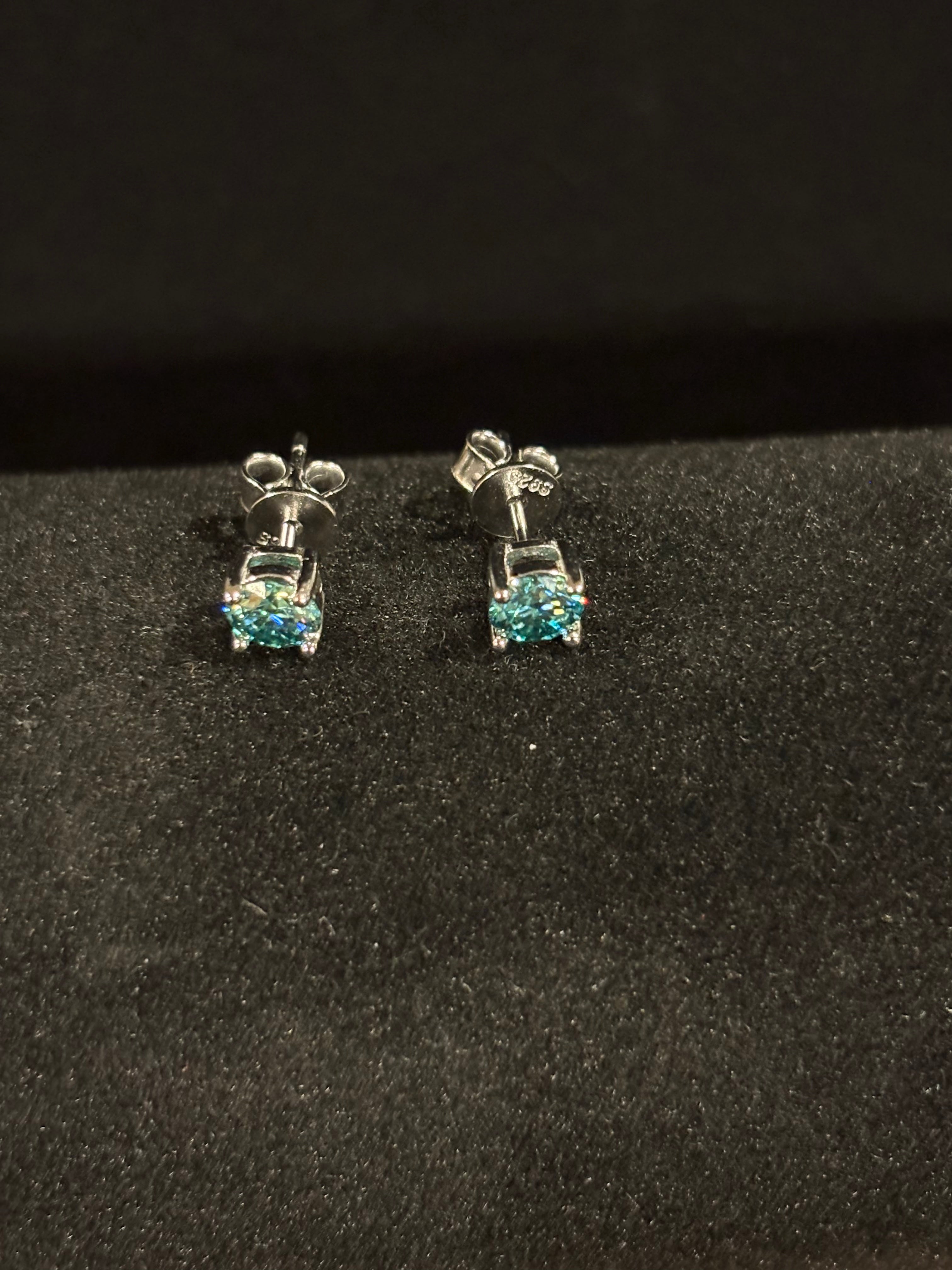 Blue-Green Stud Earrings