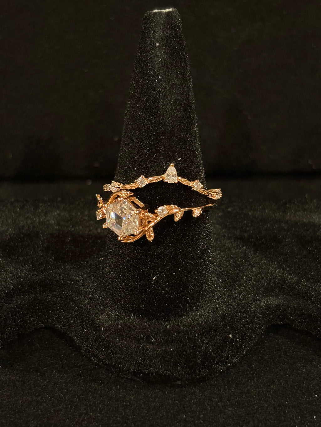 Two-Piece Ring Hexagon-Cut Center Stone