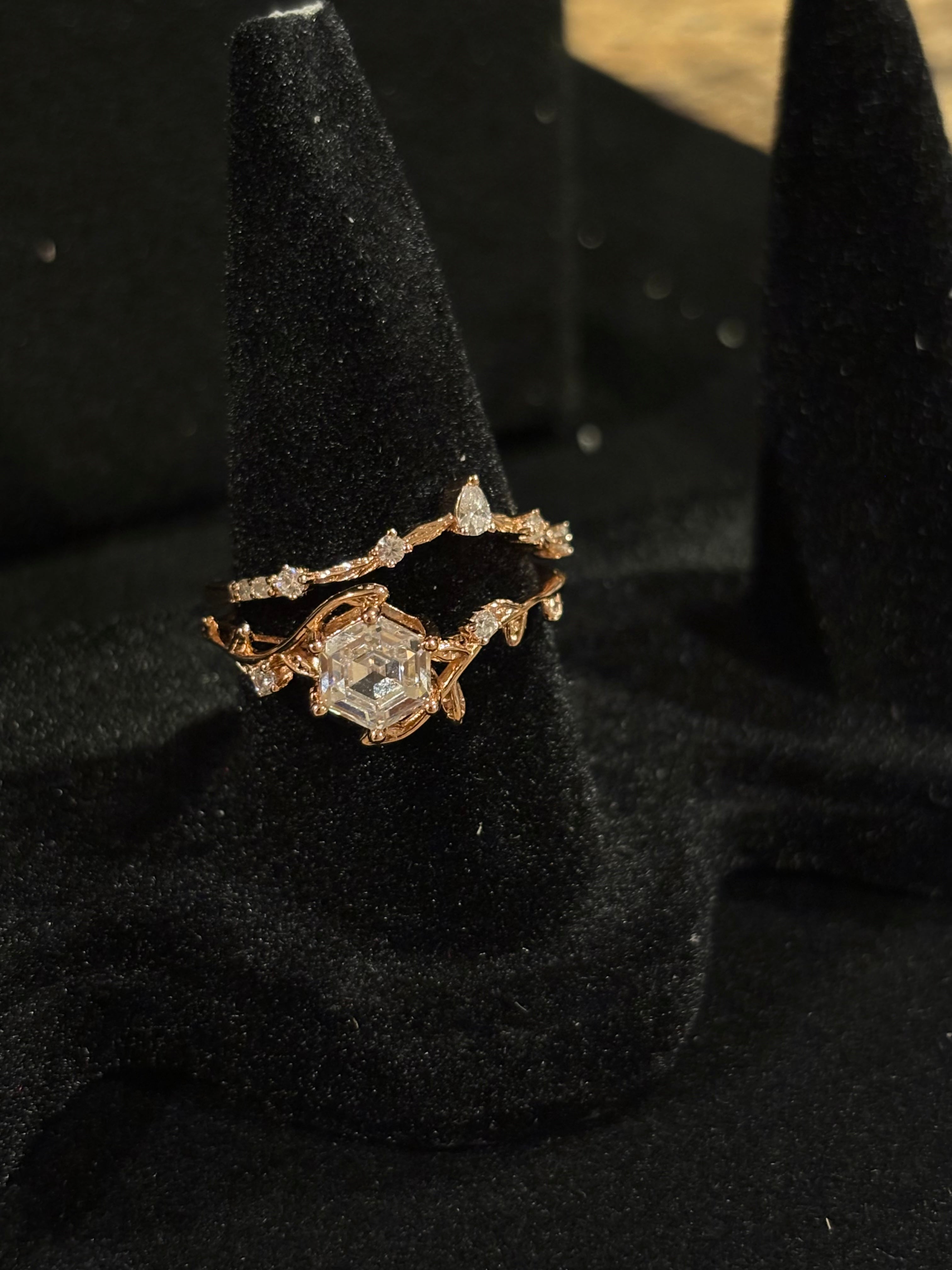 Two-Piece Ring Hexagon-Cut Center Stone