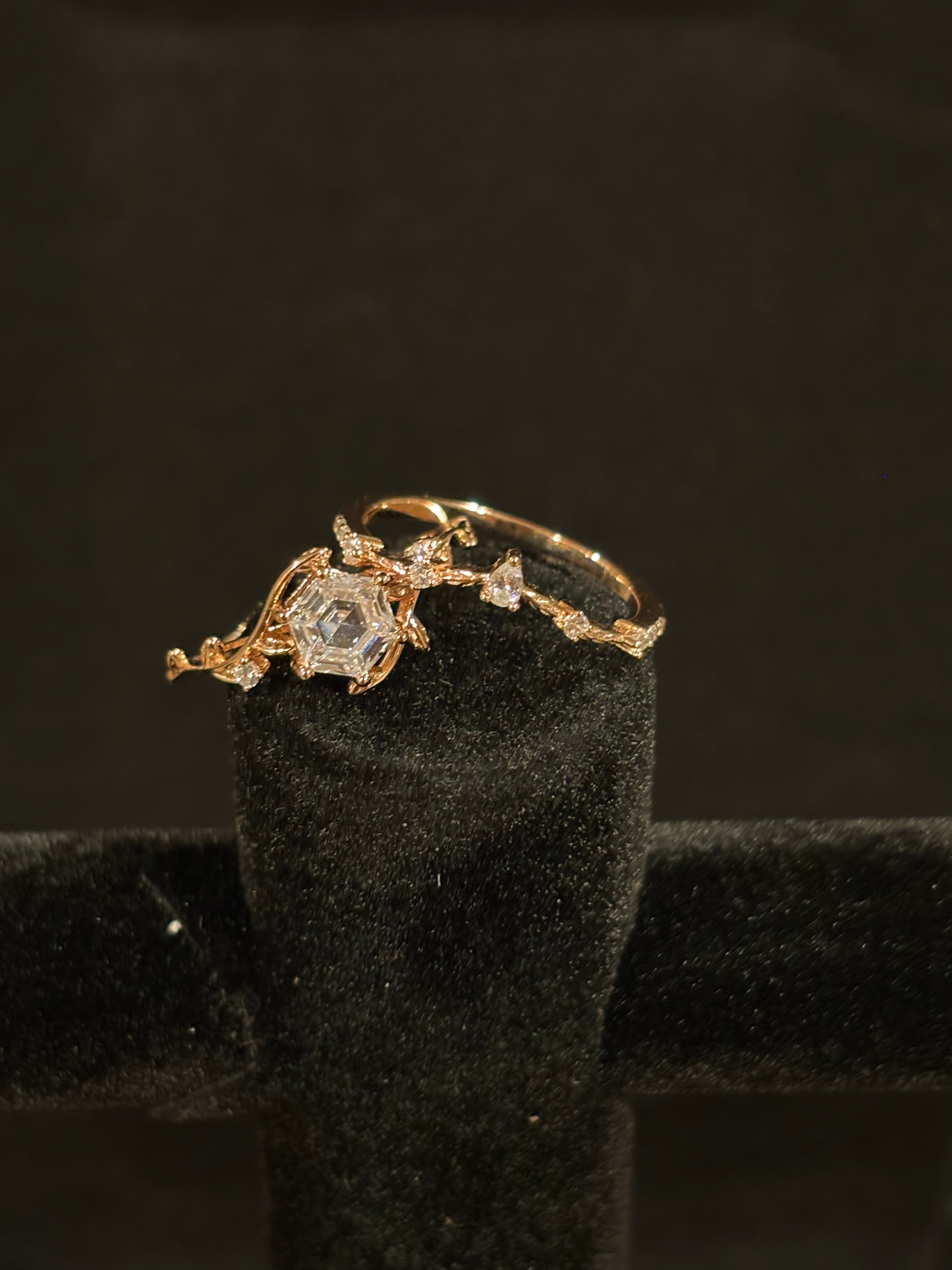 Two-Piece Ring Hexagon-Cut Center Stone