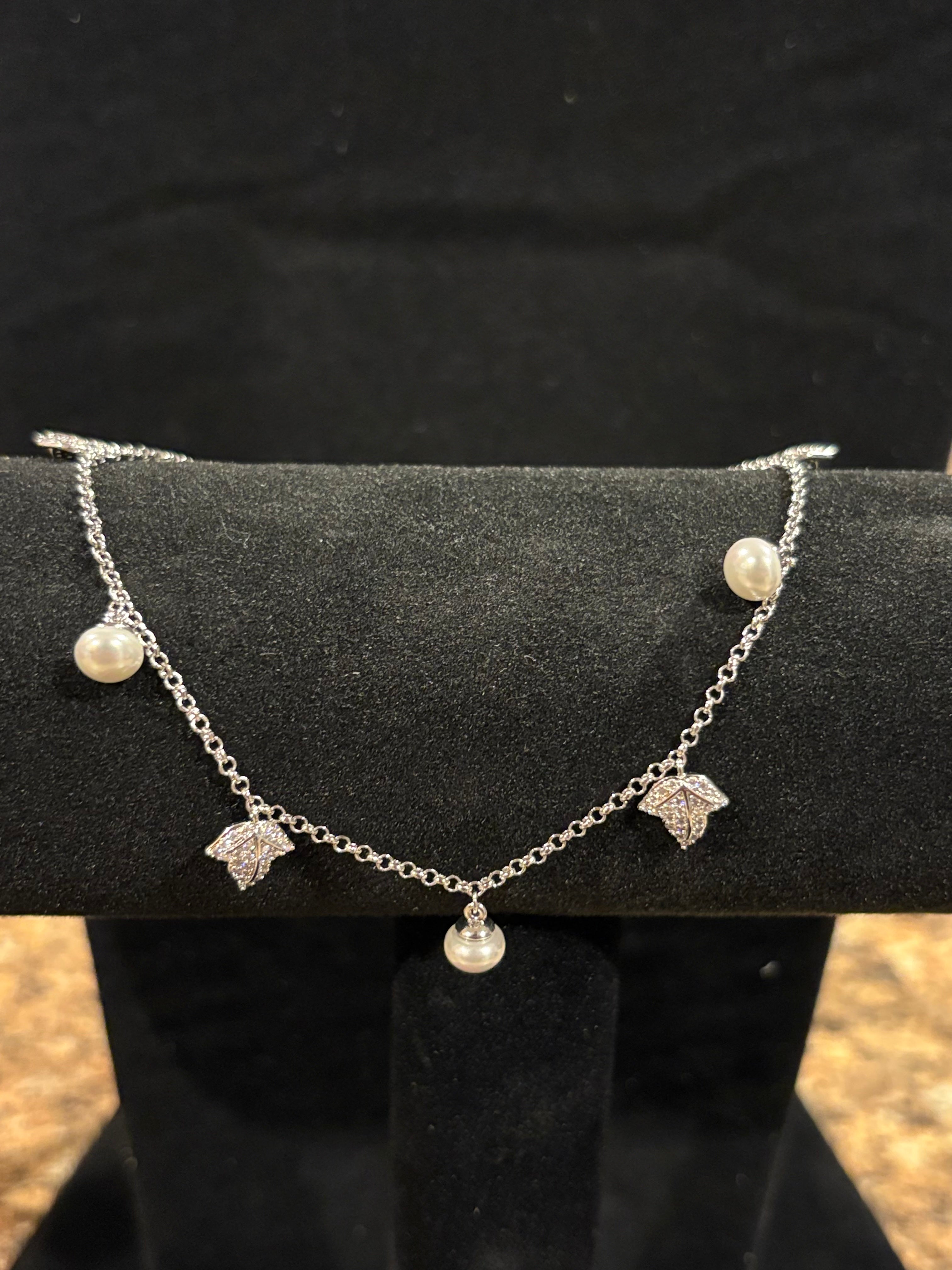 Enchanted Pearl Leaf Bracelet