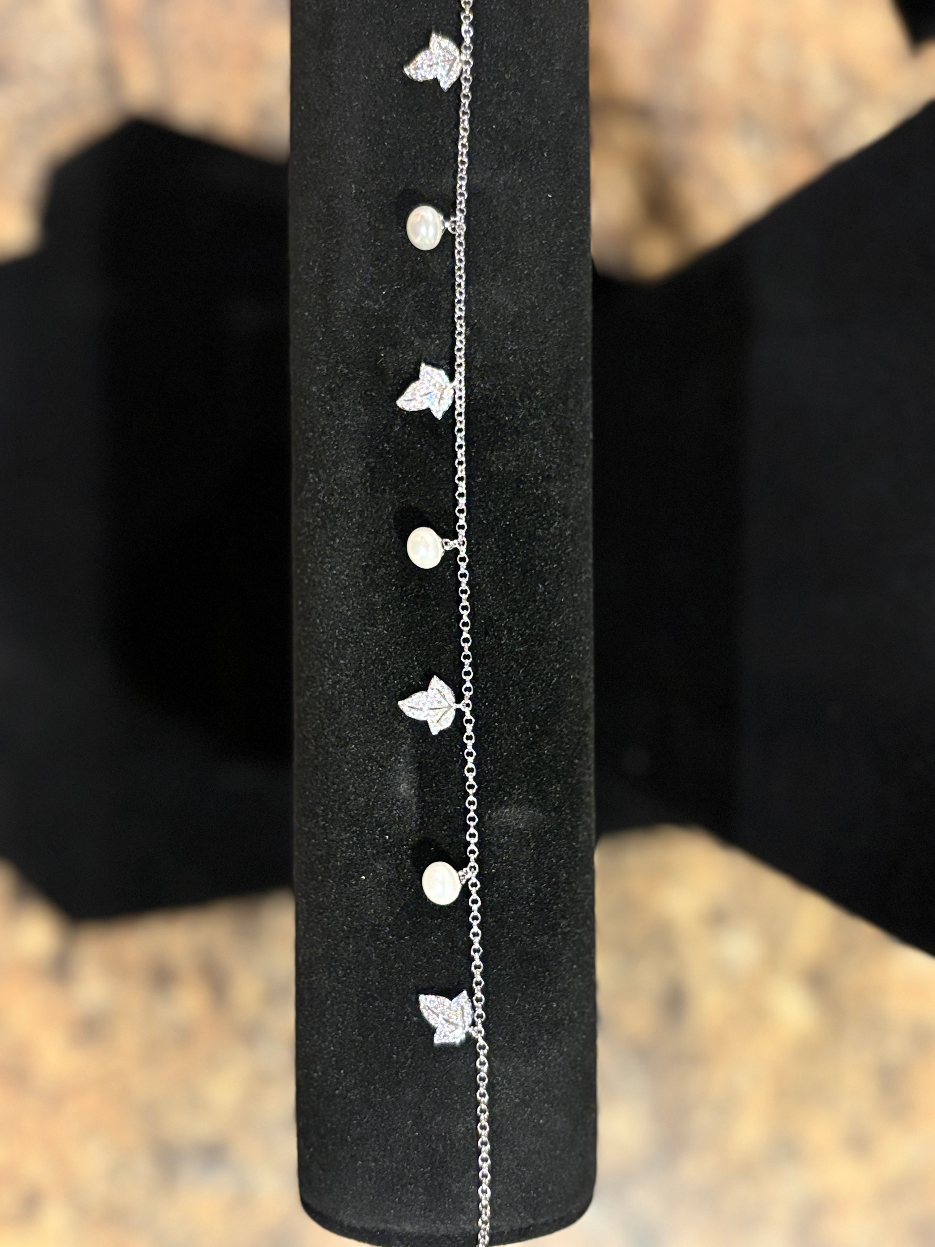 Enchanted Pearl Leaf Bracelet