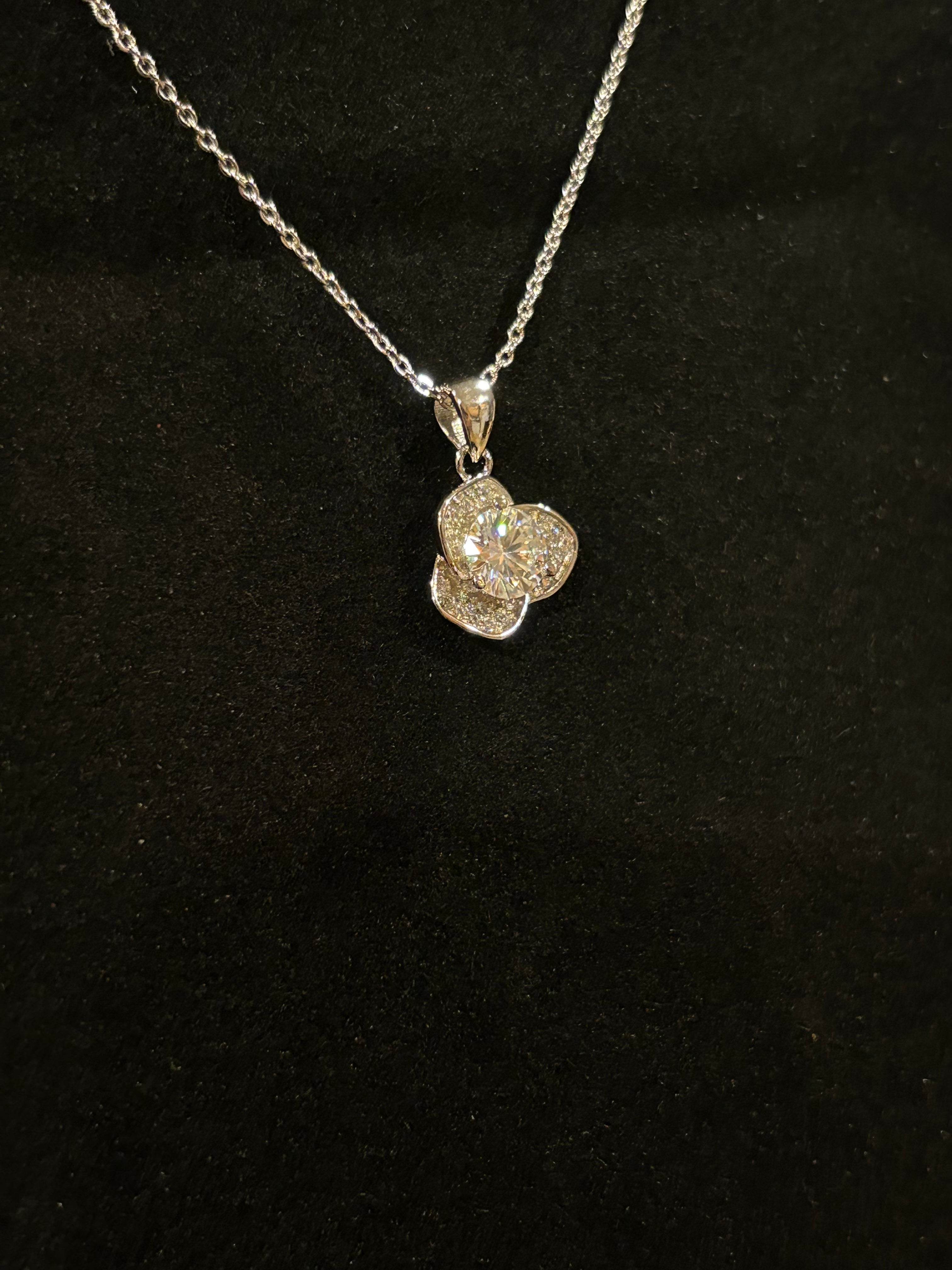 Radiant Petal Moissanite Necklace