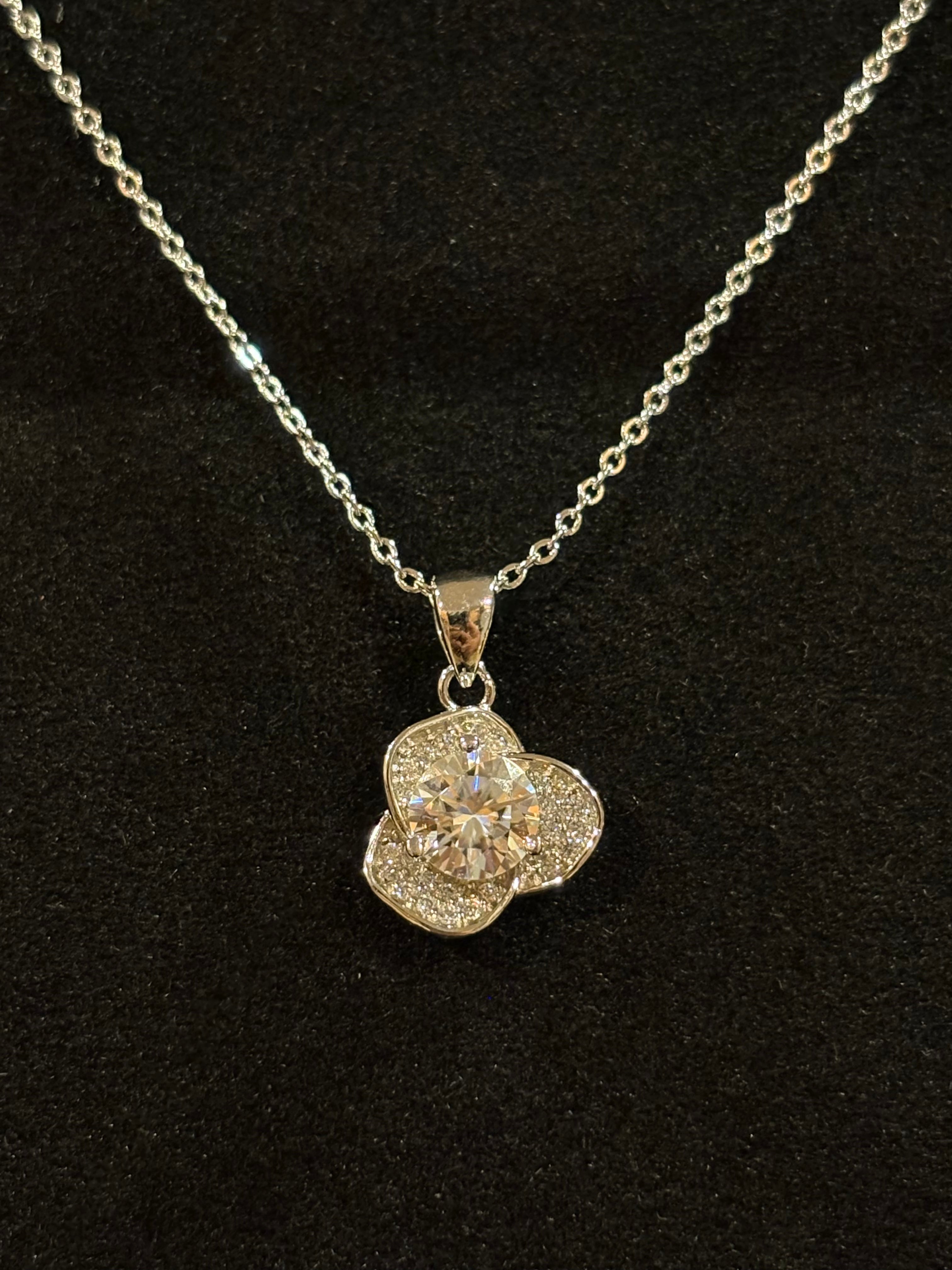 Radiant Petal Moissanite Necklace