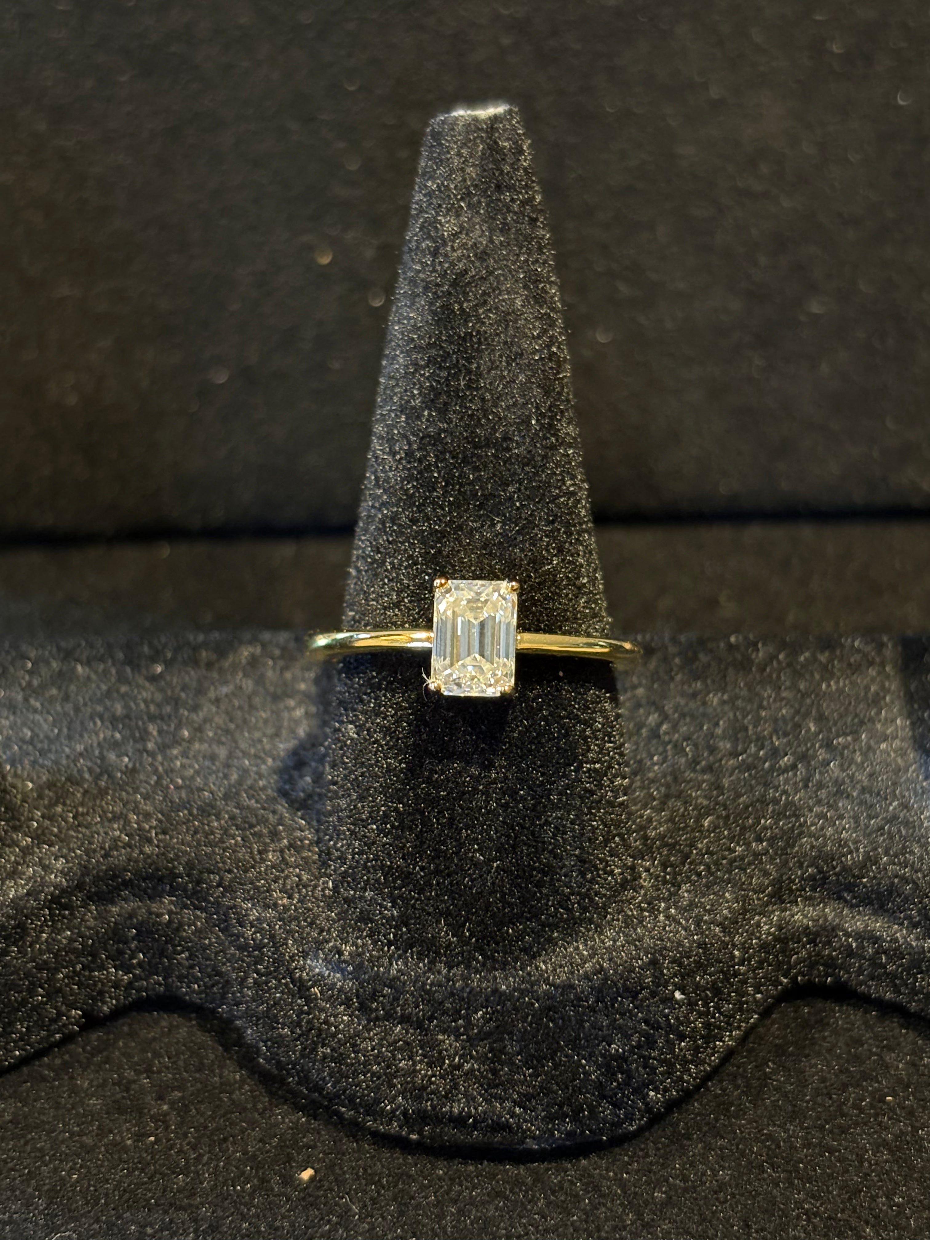 Gold-Plated Emerald-Cut Ring – Adjustable Size