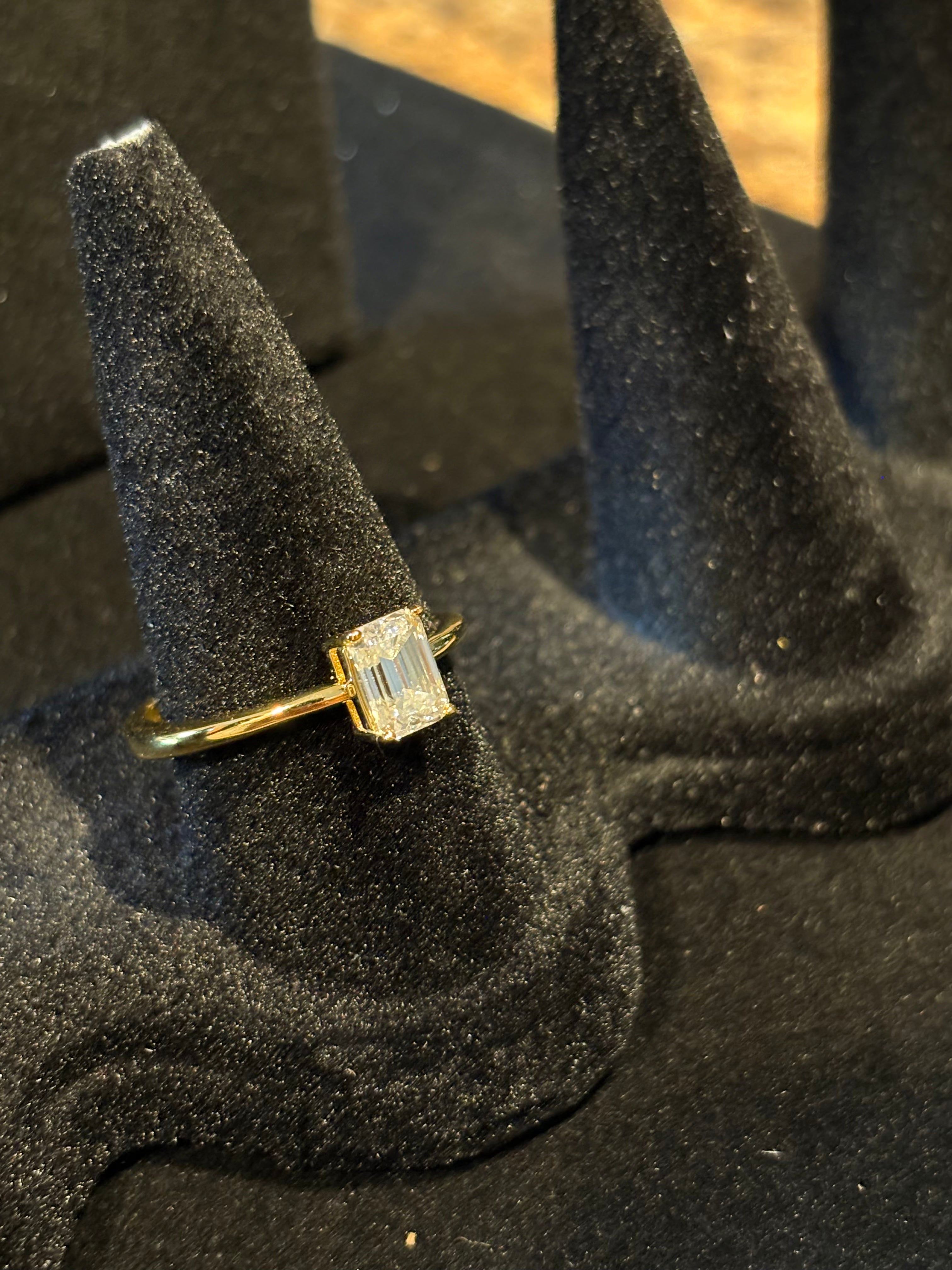 Gold-Plated Emerald-Cut Ring – Adjustable Size