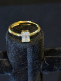 Gold-Plated Emerald-Cut Ring – Adjustable Size