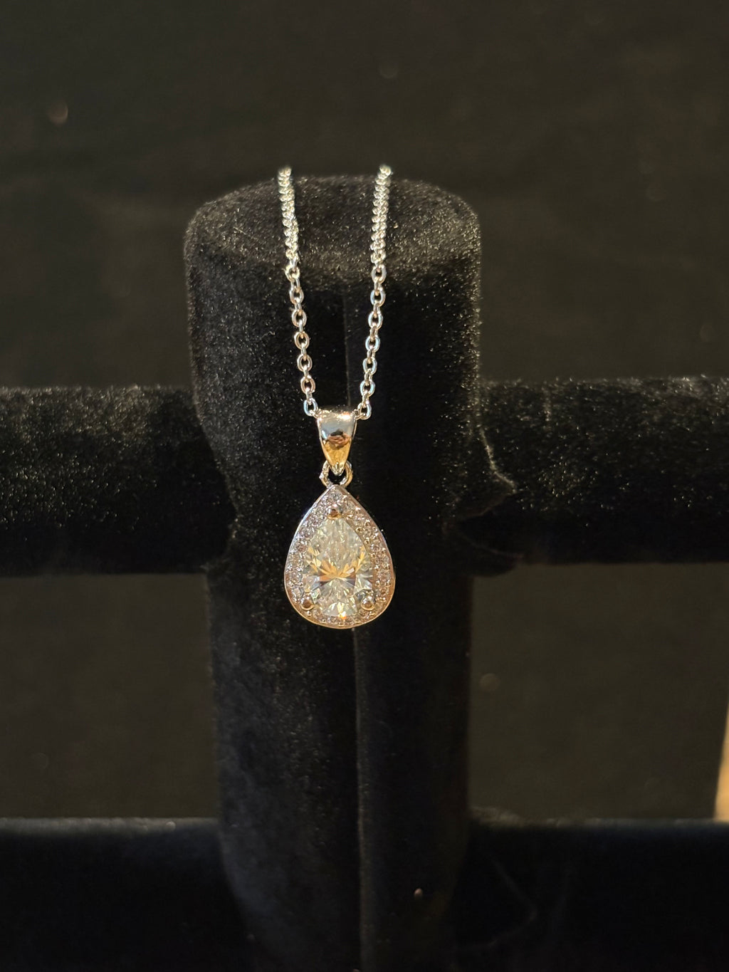 Pear Halo Pendant Necklace