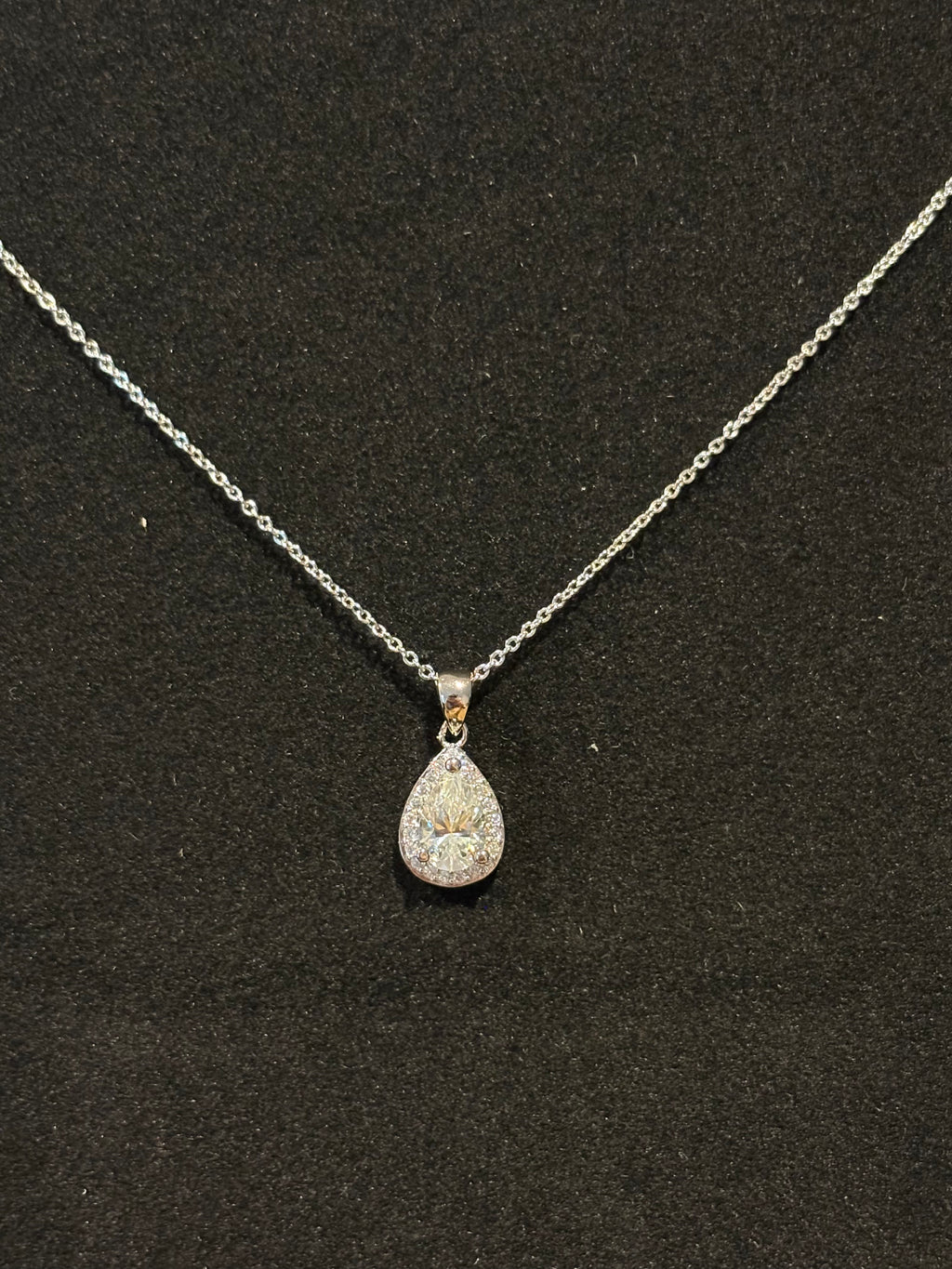 Pear Halo Pendant Necklace