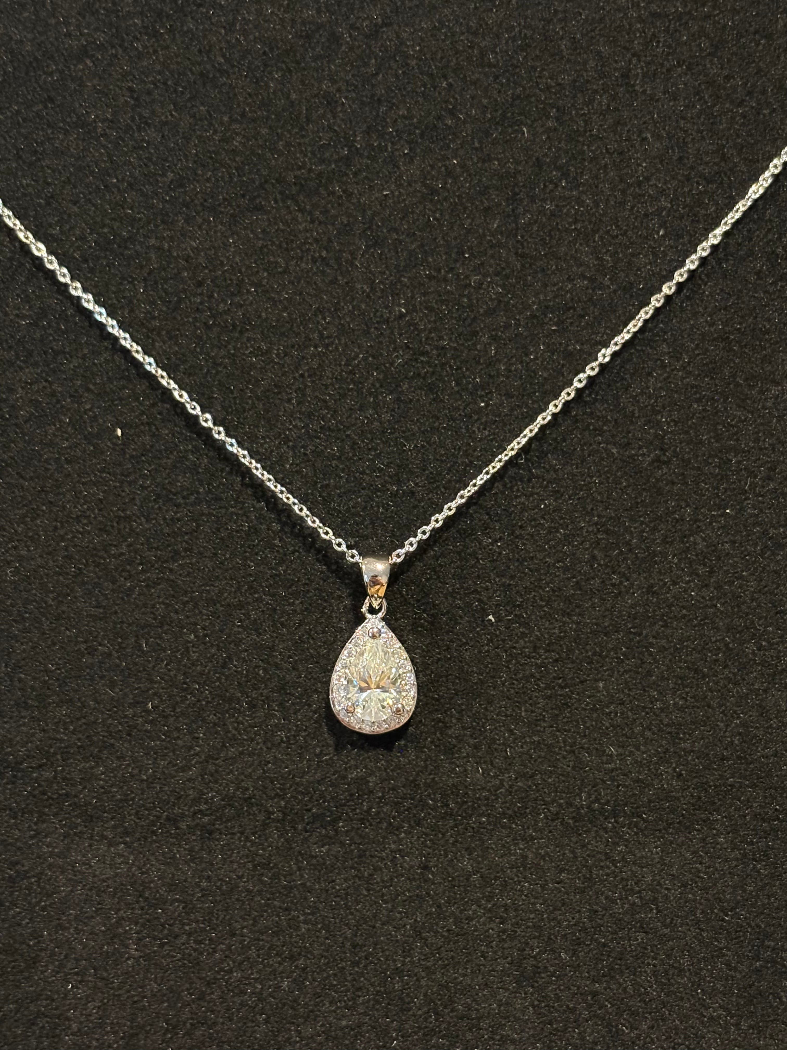 Pear Halo Pendant Necklace