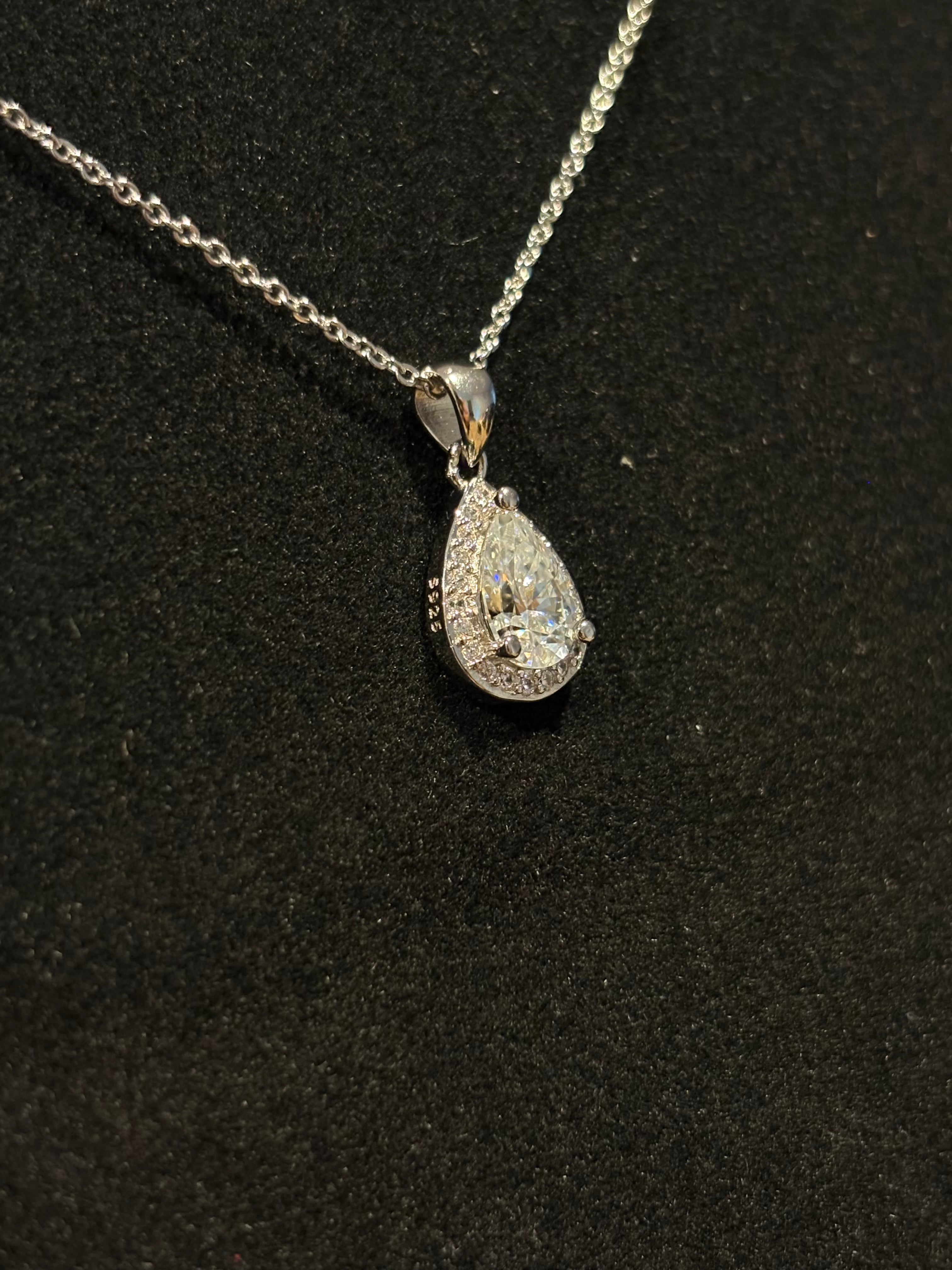 Pear Halo Pendant Necklace