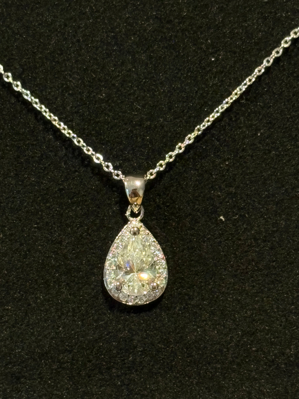 Pear Halo Pendant Necklace