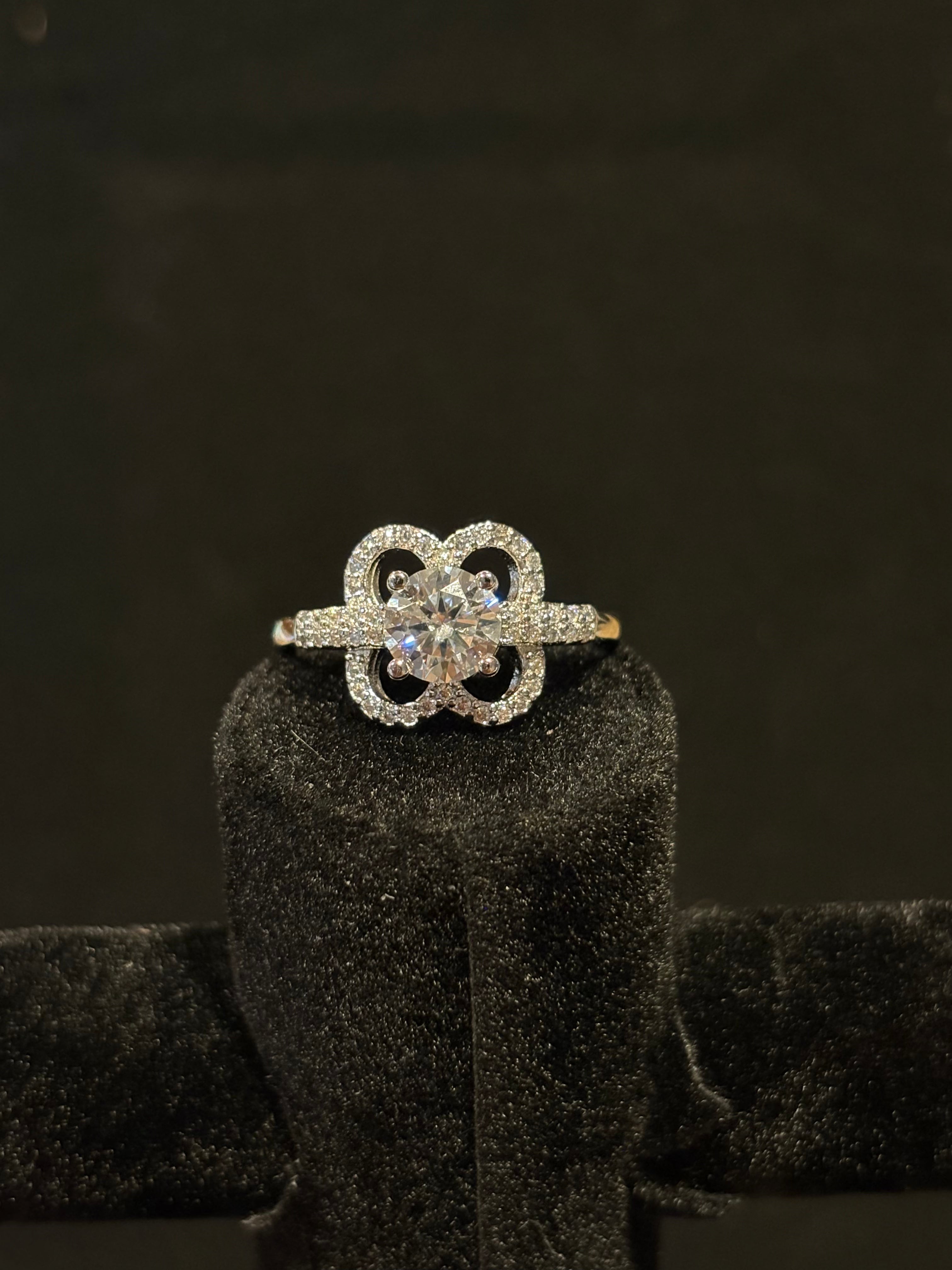 The "Sparkling Clover" Statement Ring