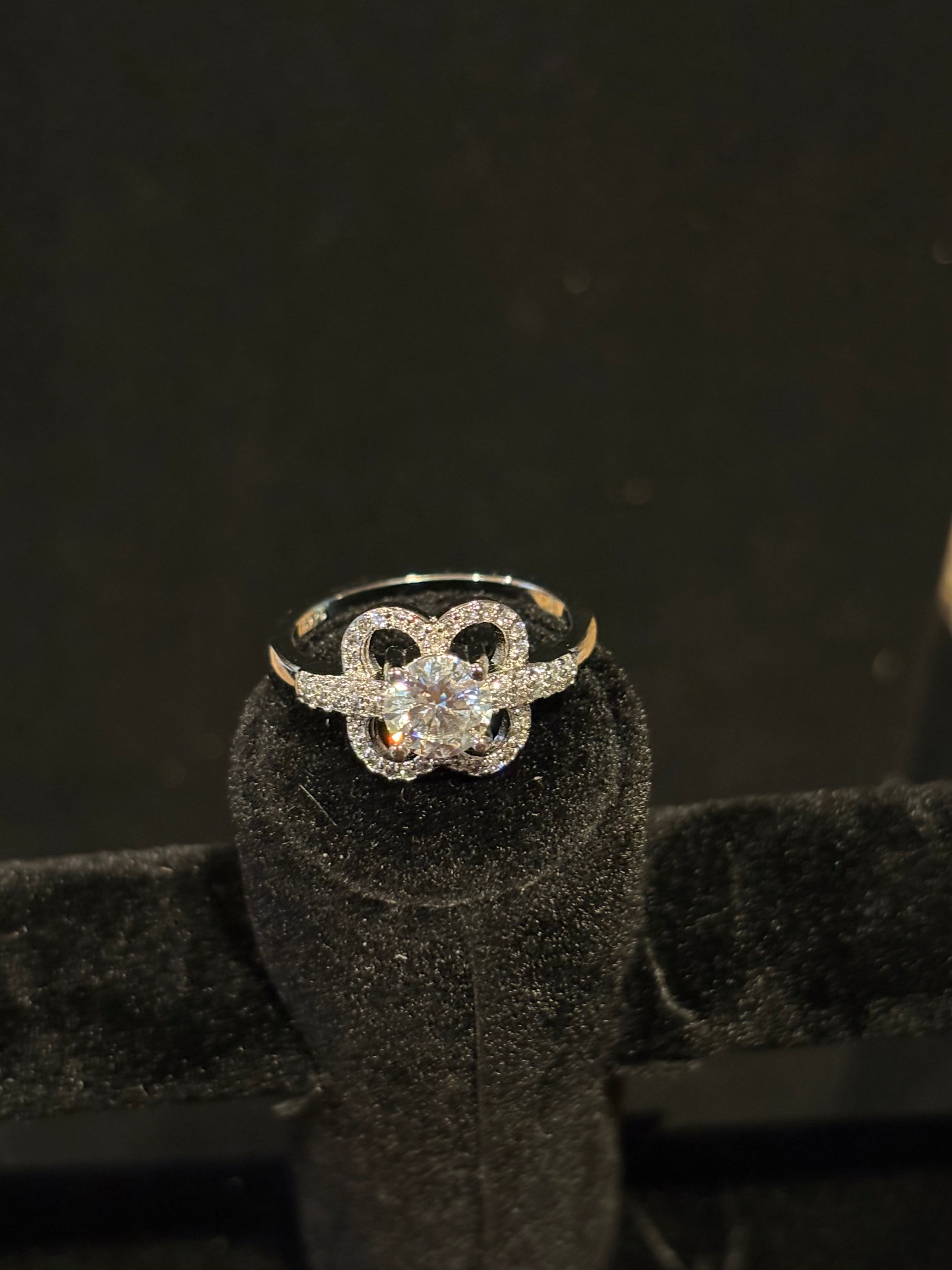 The "Sparkling Clover" Statement Ring