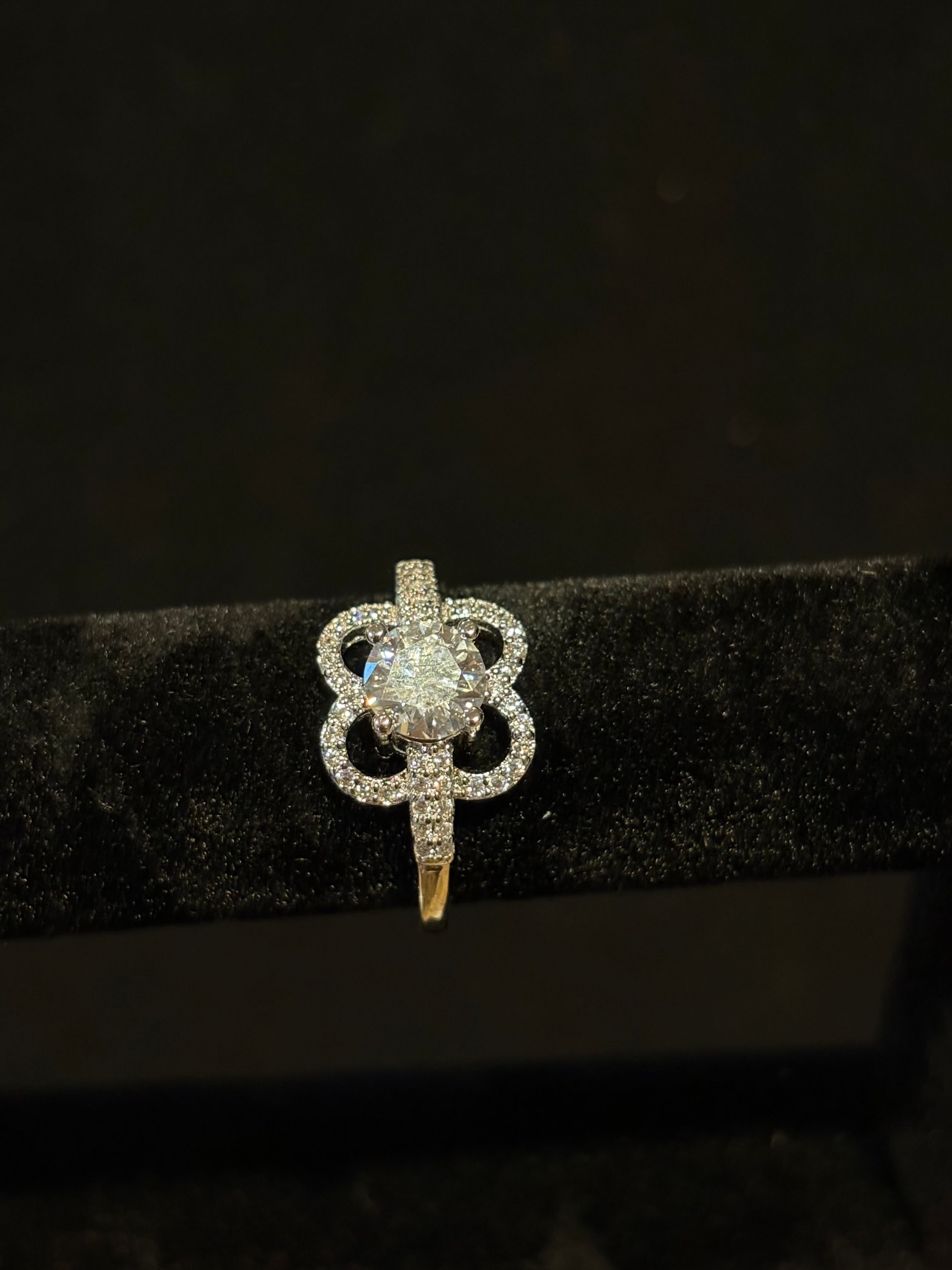 The "Sparkling Clover" Statement Ring