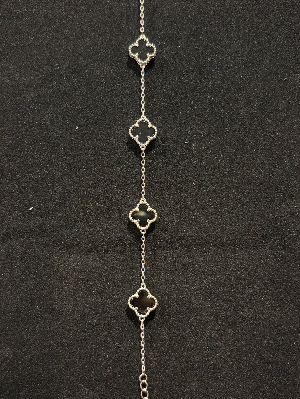 Silver Black Cloverleaf Bracelet