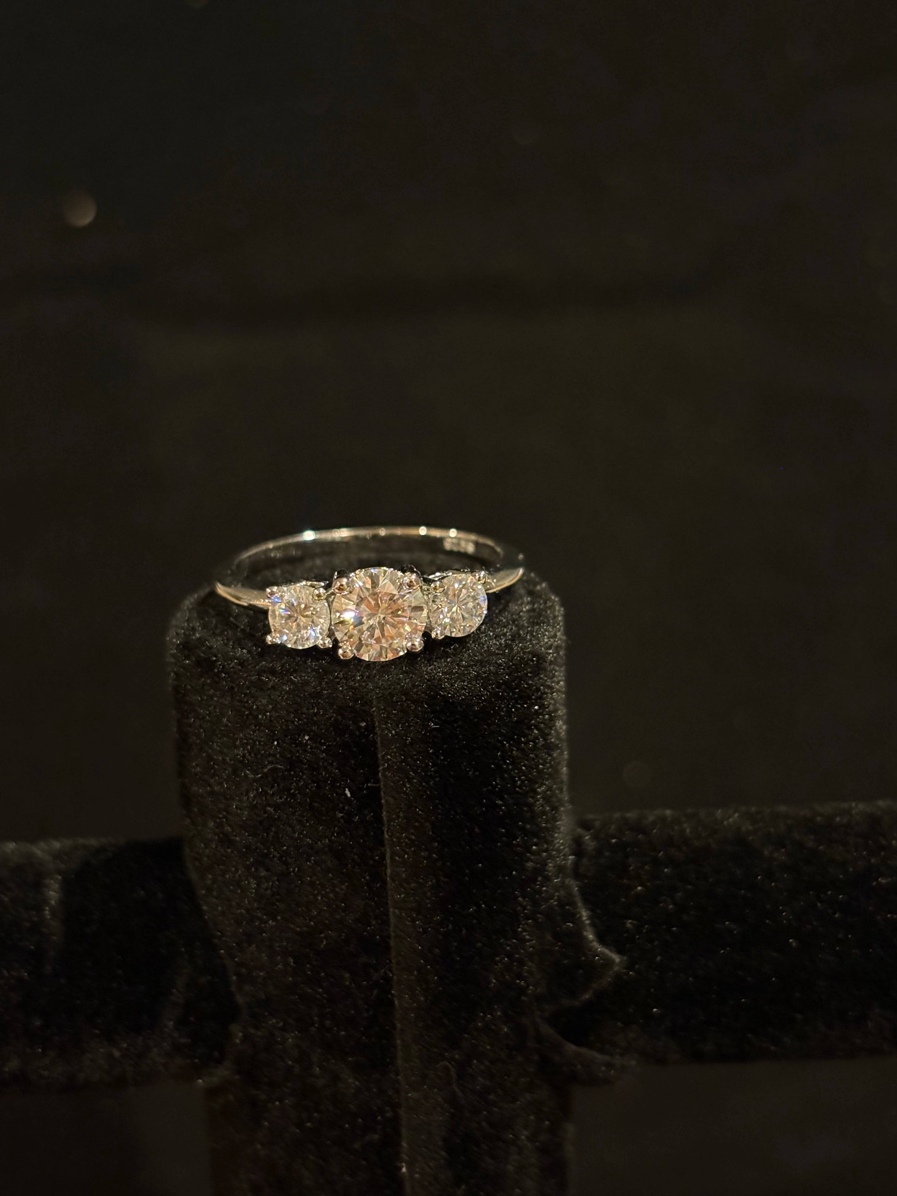 The "Eternal Trio" Moissanite Past, Present, and Future Ring
