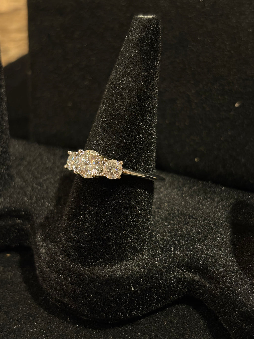 The "Eternal Trio" Moissanite Past, Present, and Future Ring