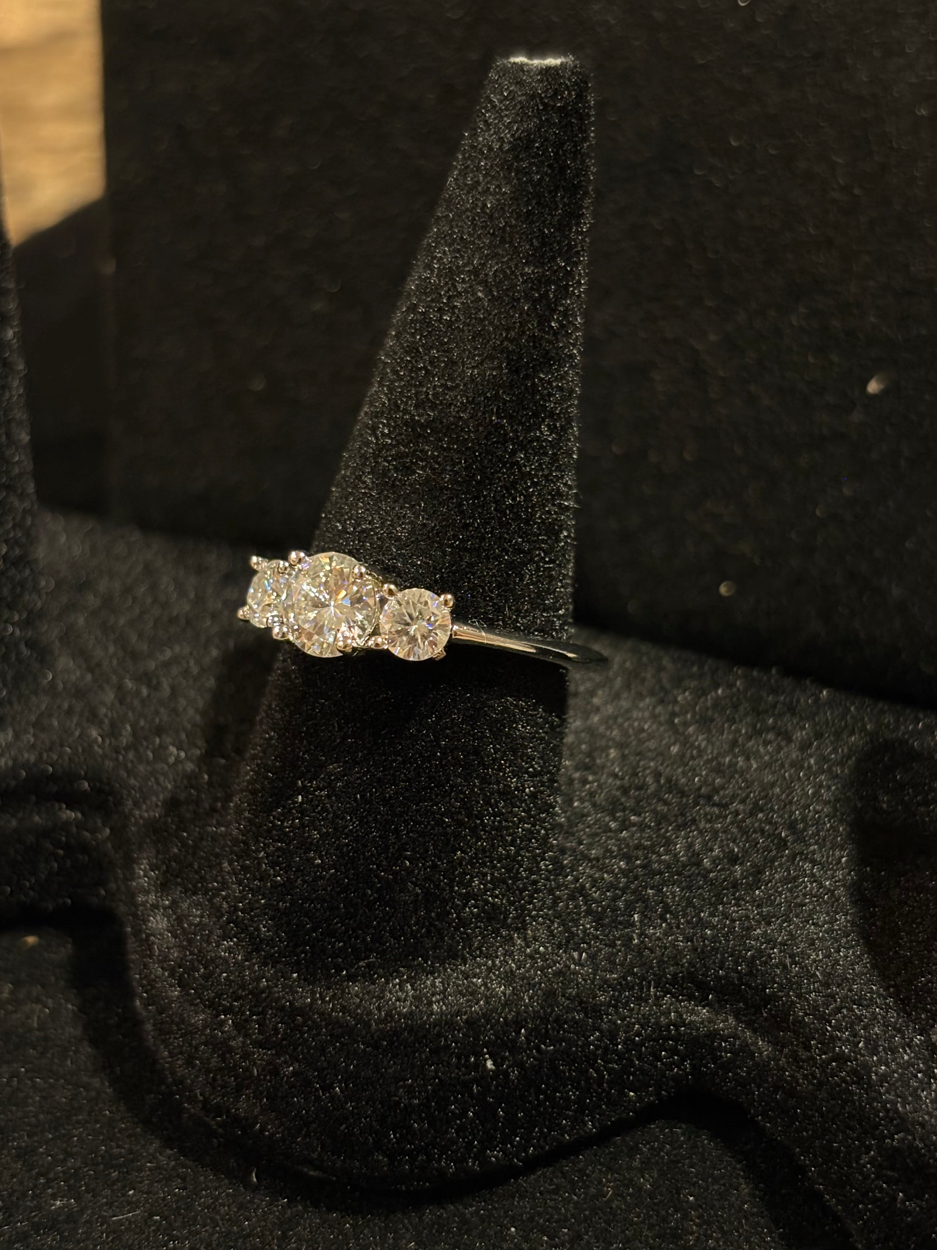 The "Eternal Trio" Moissanite Past, Present, and Future Ring