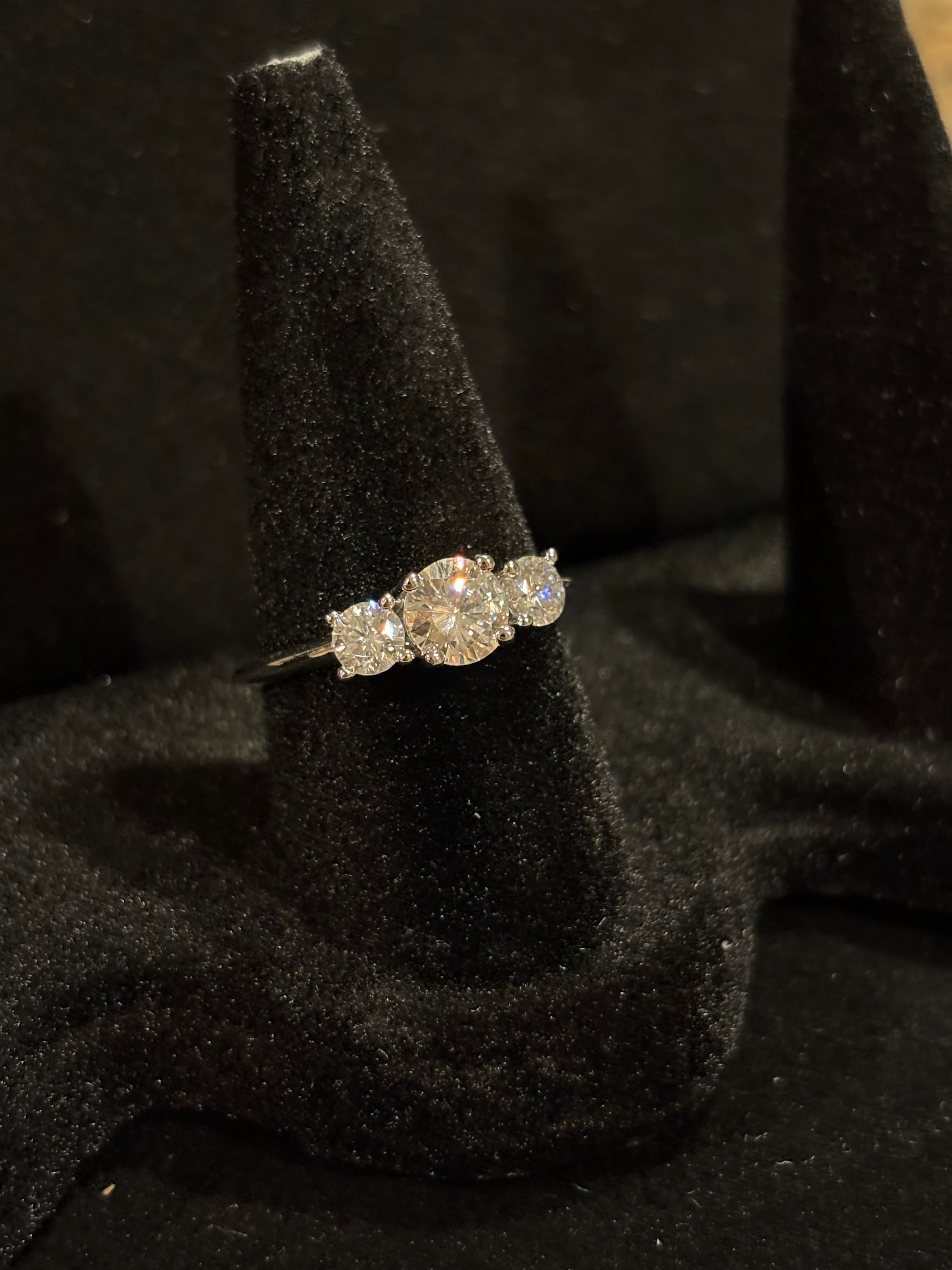 The "Eternal Trio" Moissanite Past, Present, and Future Ring