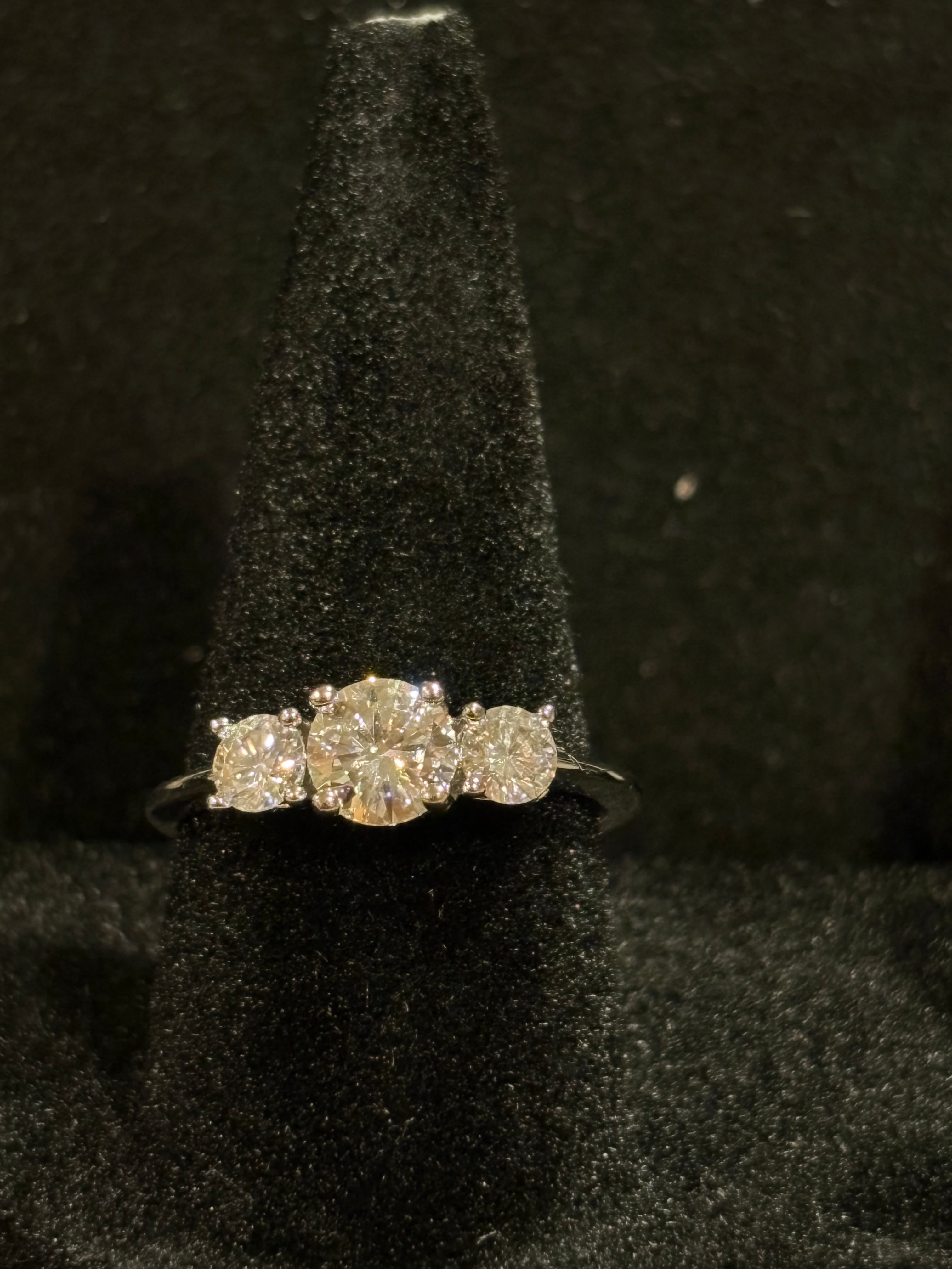 The "Eternal Trio" Moissanite Past, Present, and Future Ring
