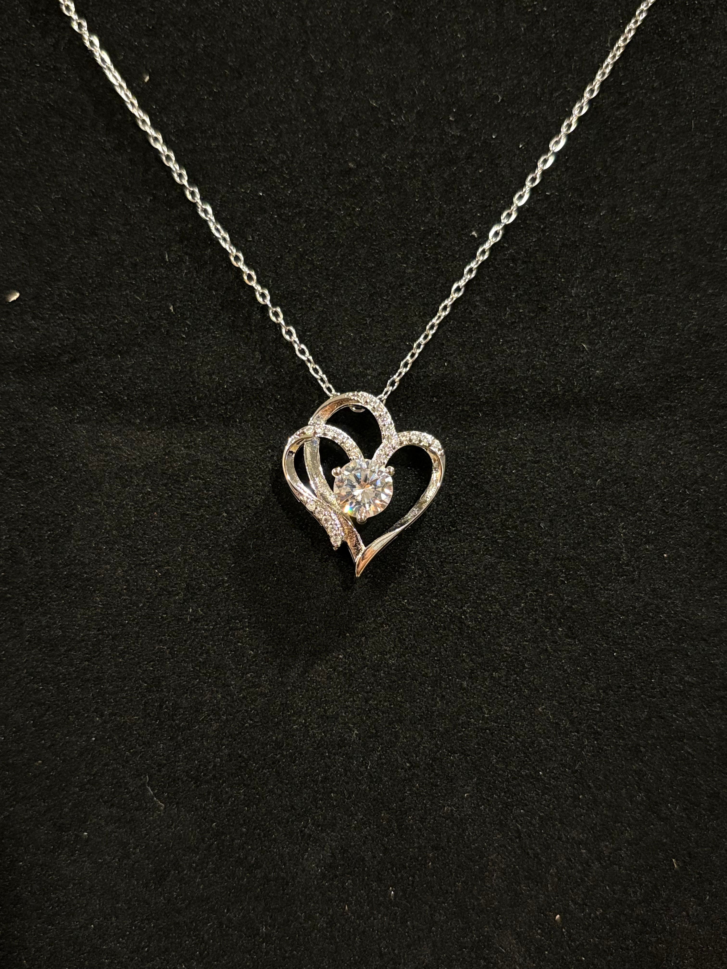 The "Interlocking Hearts" Solitaire Pendant Necklace