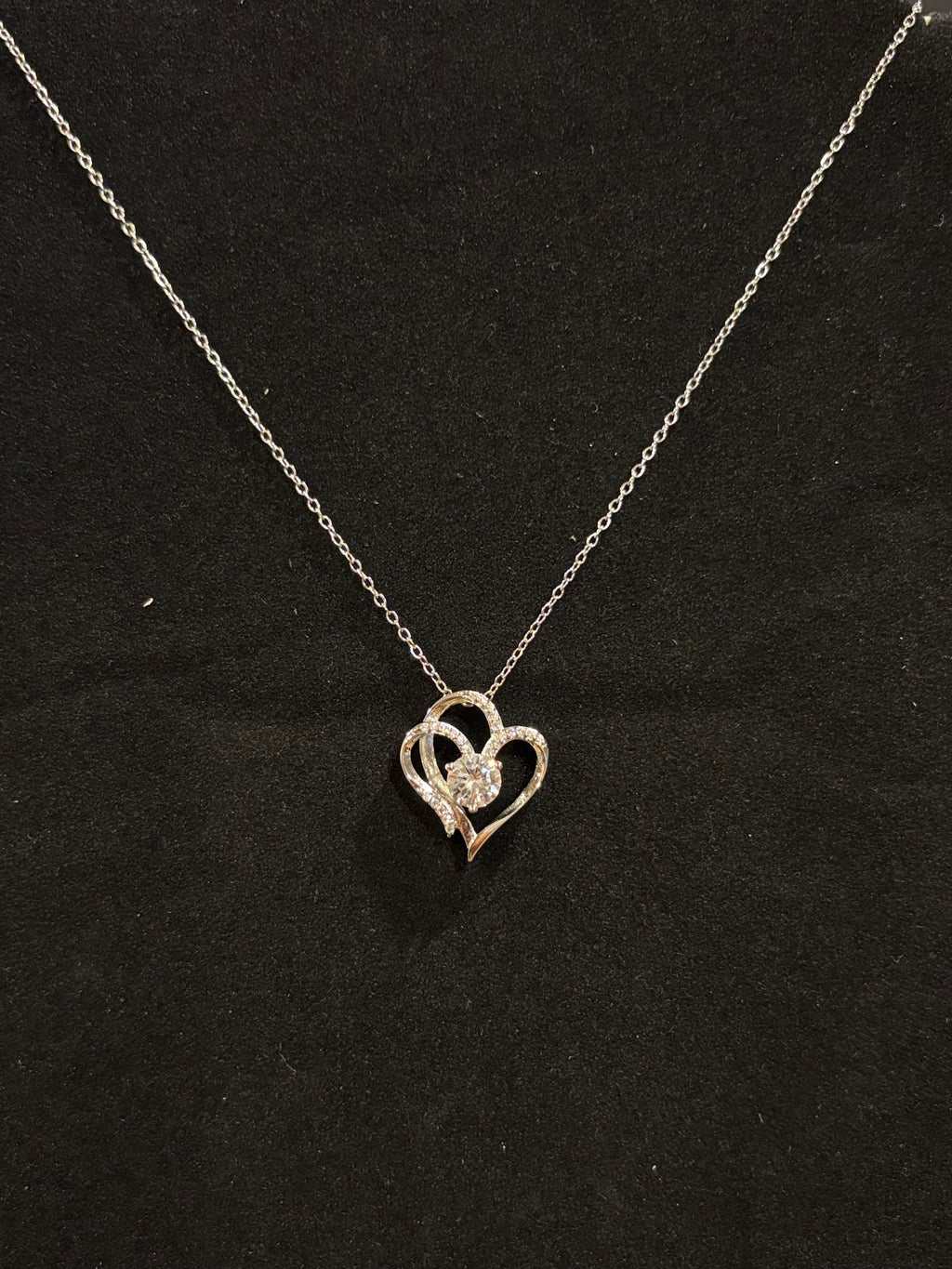 The "Interlocking Hearts" Solitaire Pendant Necklace